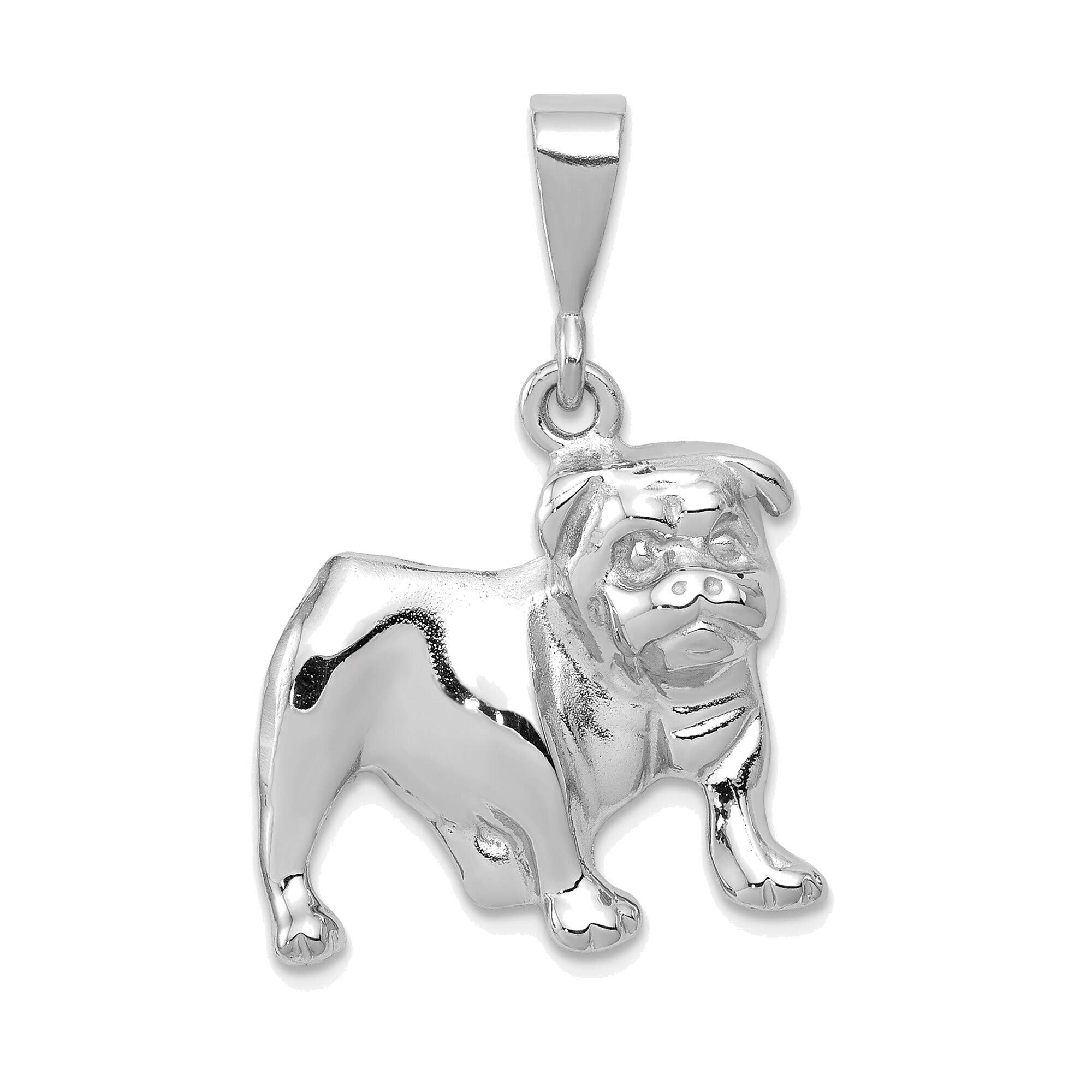 14K White Gold Bulldog Pendant - Bonyak Jewelry for Men & Women - Perfect for Gifts, Dog Lovers, and Everyday Wear