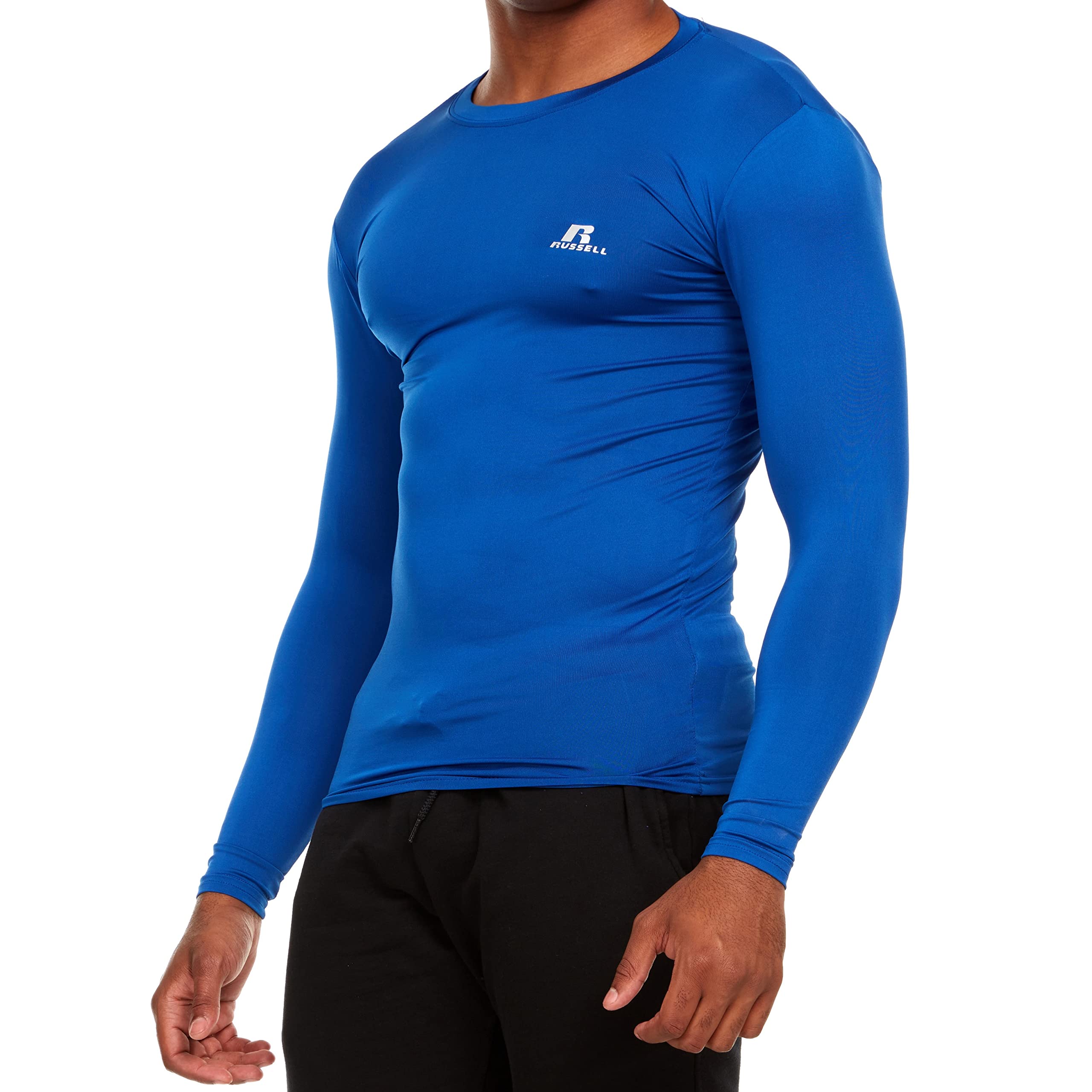 Russell Athletic Men's Long-Sleeve Compression Top - Lightweight Performance Shirt for Running, Workouts & Training - Moisture-Wicking & Breathable Activewear (Great for Gym, Jogging & Outdoor Sports)