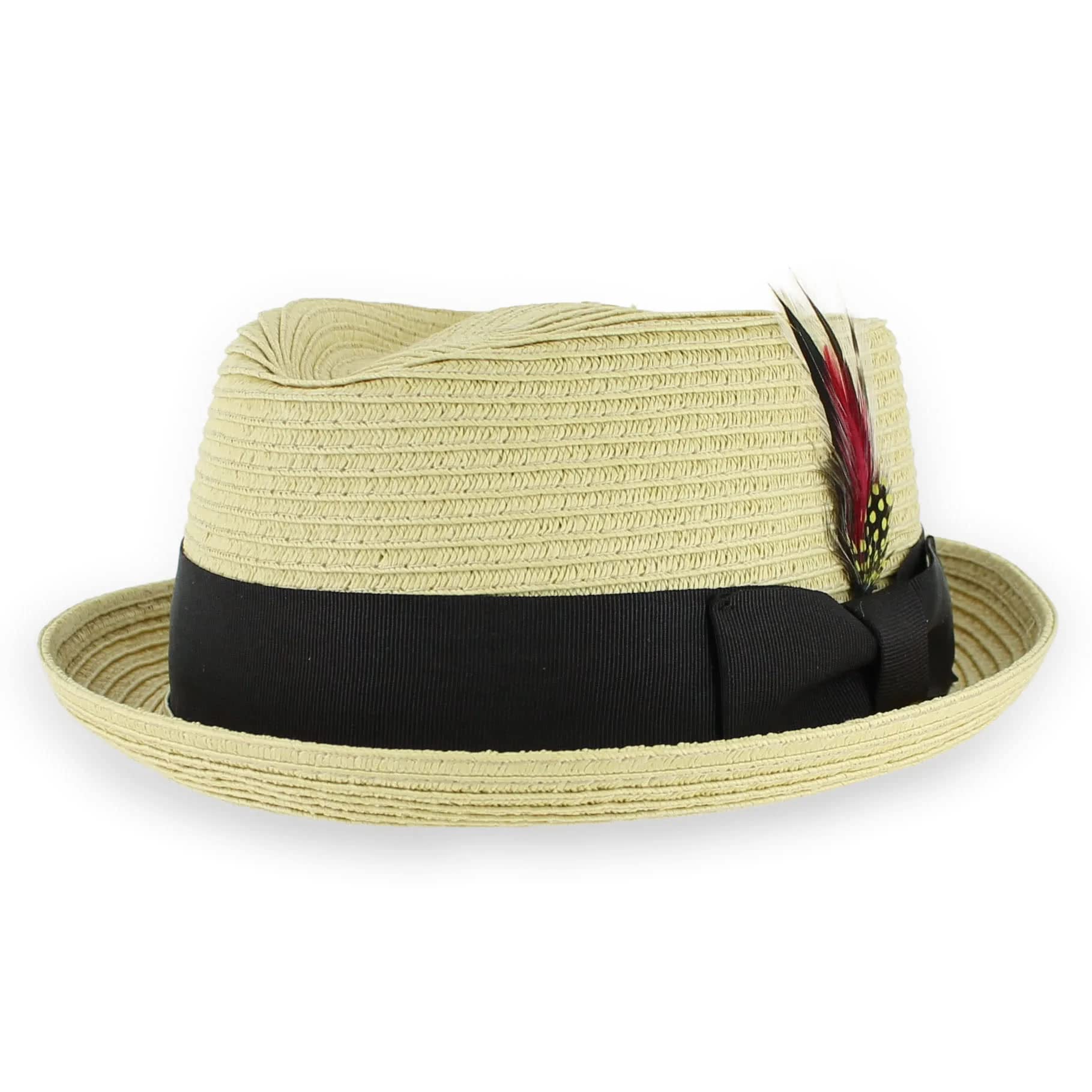 Stylish Summer Straw Pork Pie Trilby Fedora Hat for Men & Women - Breathable & Lightweight in Blue, Tan, Black | Perfect for Beach, Outdoor, and Casual Wear