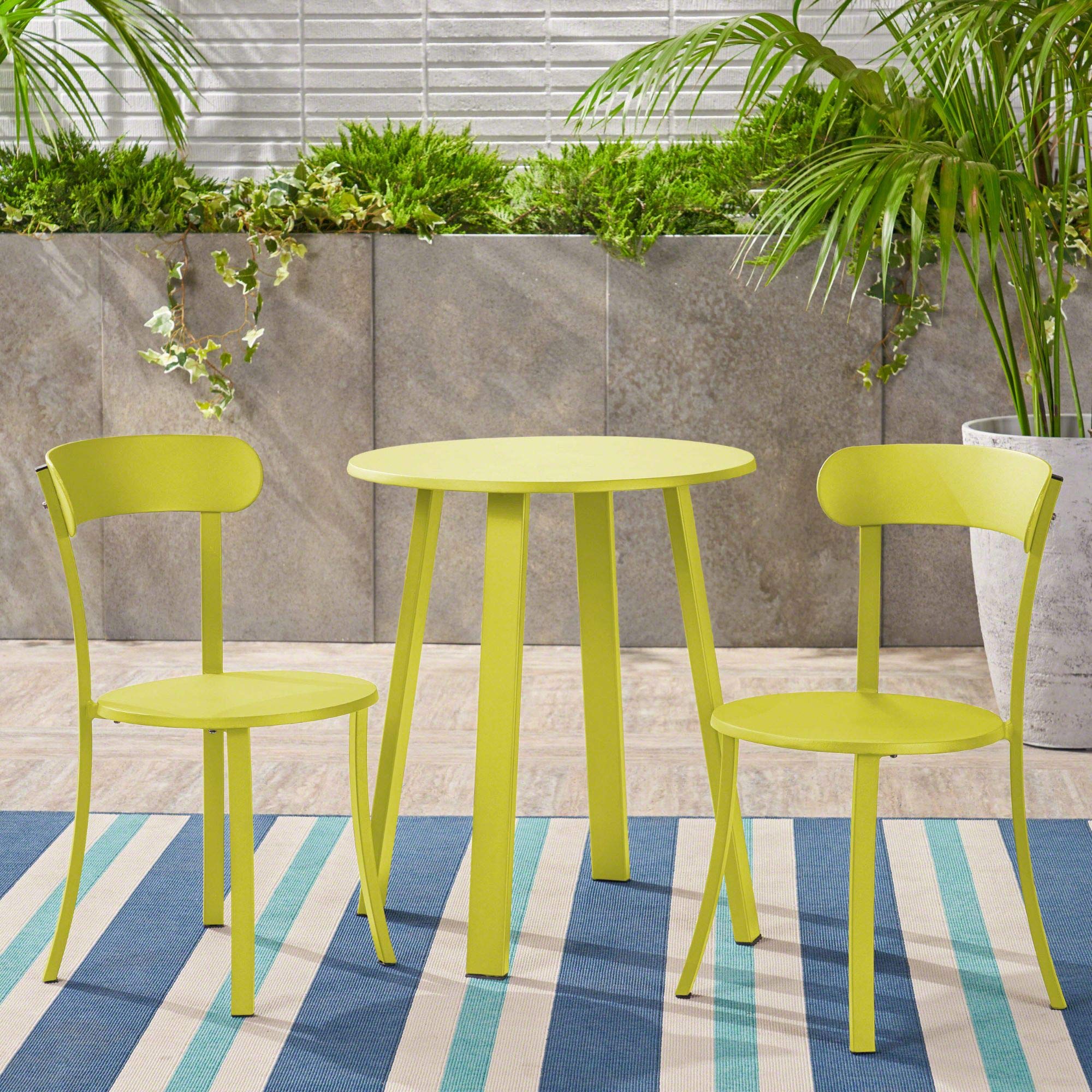Premium 3-Piece Matte Lime Green Outdoor Patio Bistro Set - Handcrafted Solid Wood Furniture for Garden, Balcony & Backyard - Perfect for Relaxing, Dining & Entertaining Guests