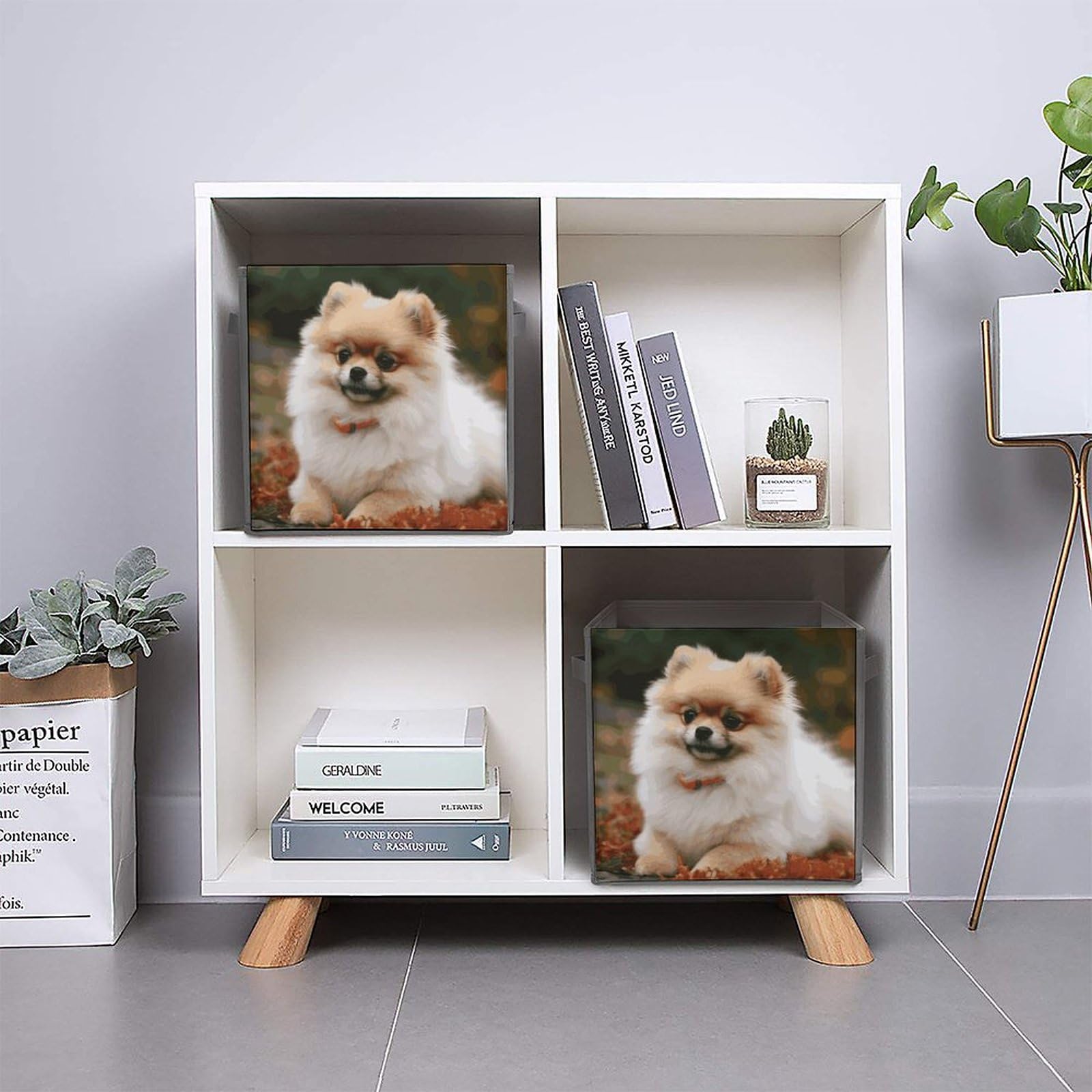 Pomeranian Dog Print Storage Baskets - Foldable Fabric Storage Bins for Clothes, Toys & Home Organization | Pet-Themed Decorative Storage Solution for Bedroom, Closet & Nursery
