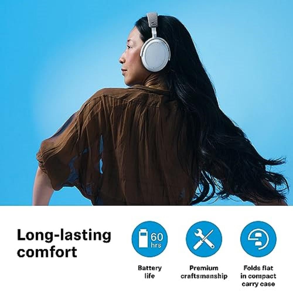 Sennheiser MOMENTUM 4 Wireless Bluetooth Headphones with Adaptive Noise Cancellation - 60H Battery Life, Customizable Sound, Lightweight Foldable Design (Graphite) - Perfect for Travel, Work & Music Lovers