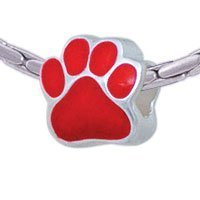 Buckets of Beads Paw Charm Bead - Red Animal Print Beads for Jewelry Making, DIY Crafts, Keychains, and Pet Accessories | Perfect for Bracelets, Necklaces, and Gift Giving