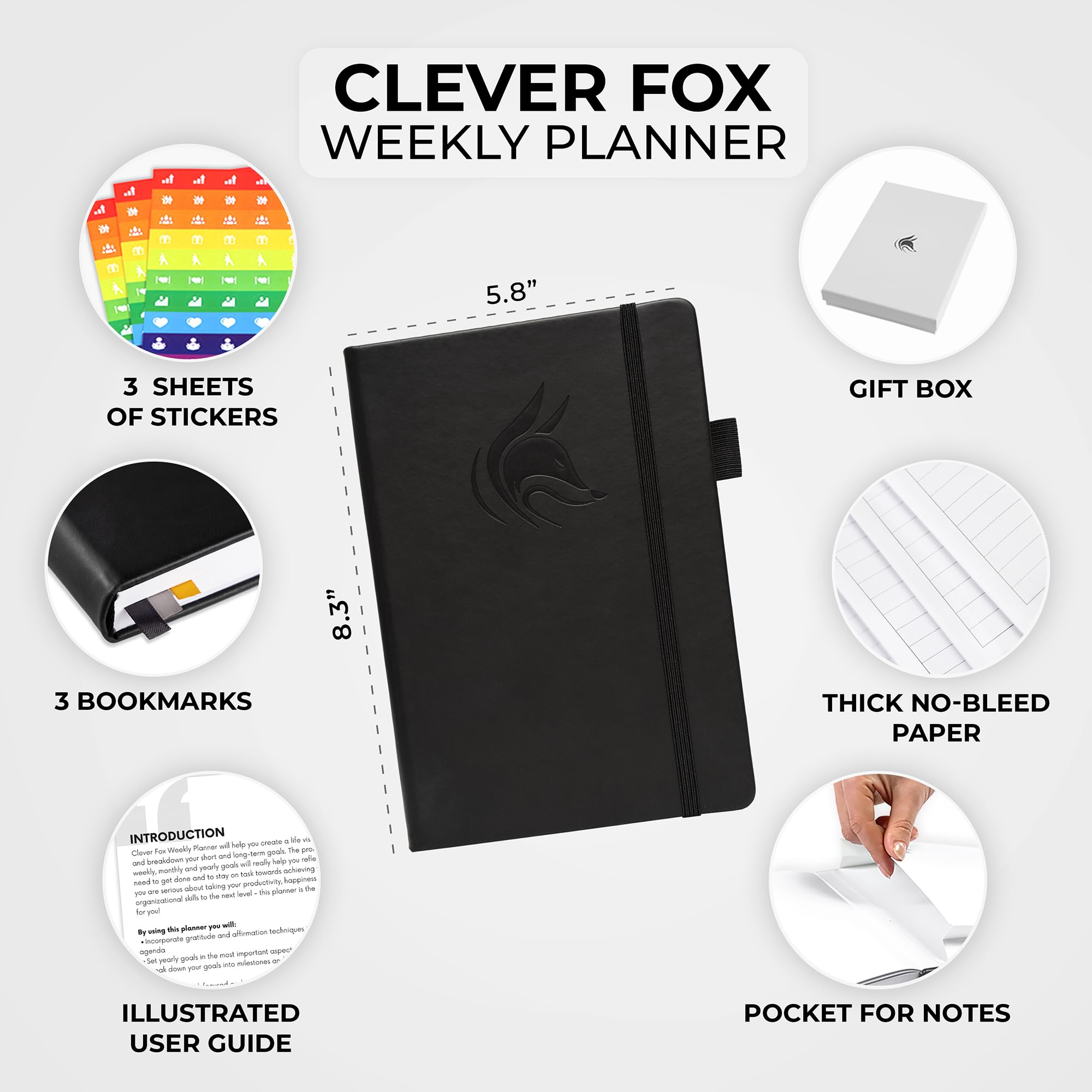 Clever Fox Dated Planner 2025-2026 - Weekly & Monthly Life Planner Notebook for Time Management - Productivity Planner with Habits Tracker, To-Do List & Goal Setting - Perfect for Students, Professionals & Entrepreneurs (Black)