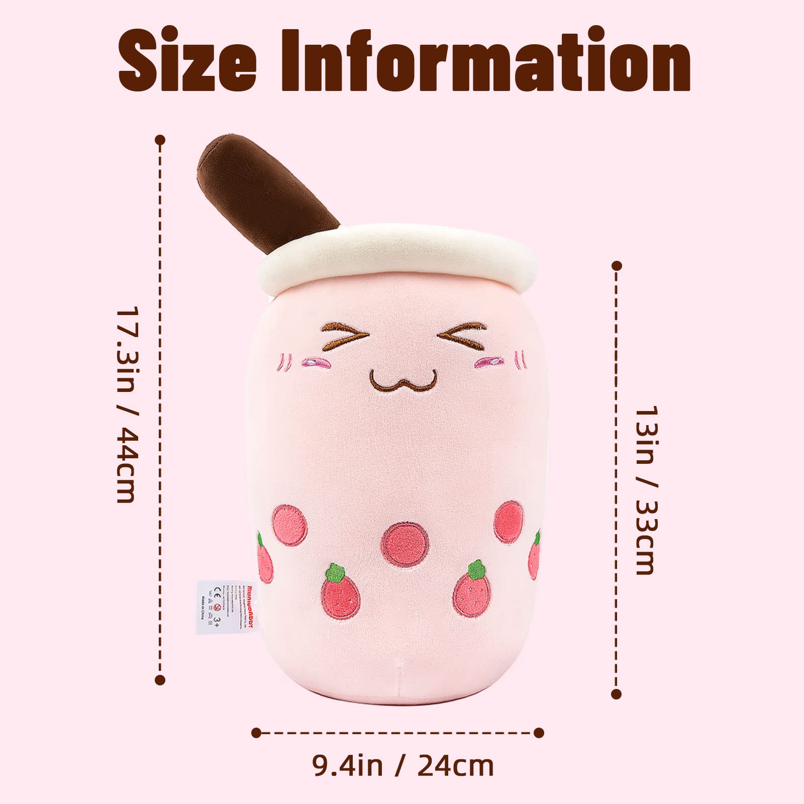 Cute Niuniu Daddy Boba Stuffed Toy - Pink Milk Tea Plushie, Soft Polyester Plush Animal, Kawaii Cuddle Pillow, Perfect Gift for Birthday Christmas (Home Decor, Anime Collection, Cozy Companion)