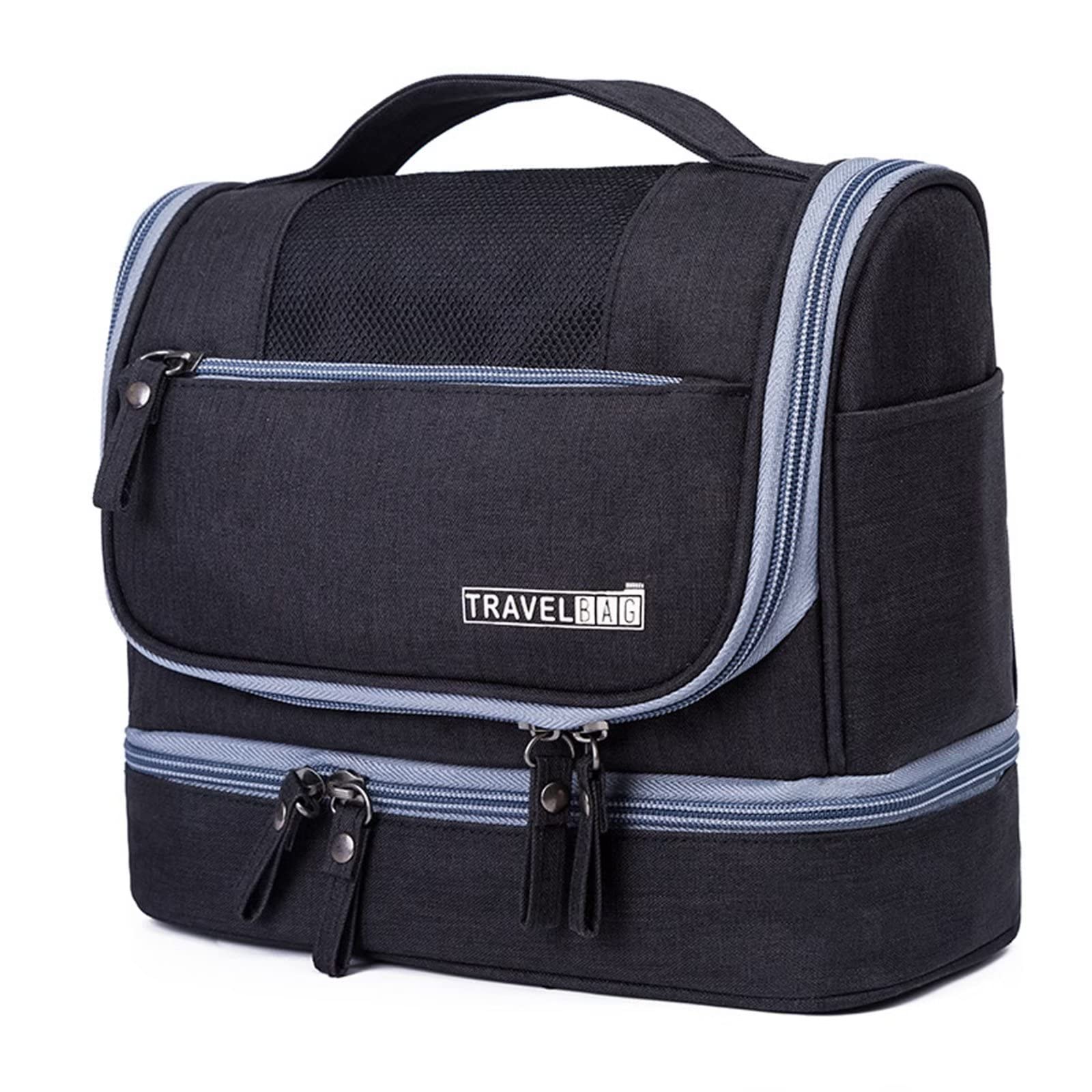 YUAKOU Waterproof Hanging Toiletry Bag for Travel - Large Cosmetic Organizer with Hook for Men & Women - Perfect for Shampoo, Makeup, Toiletries & Full-Sized Containers - Ideal for Camping, Gym, Business Trips & Vacation Packing