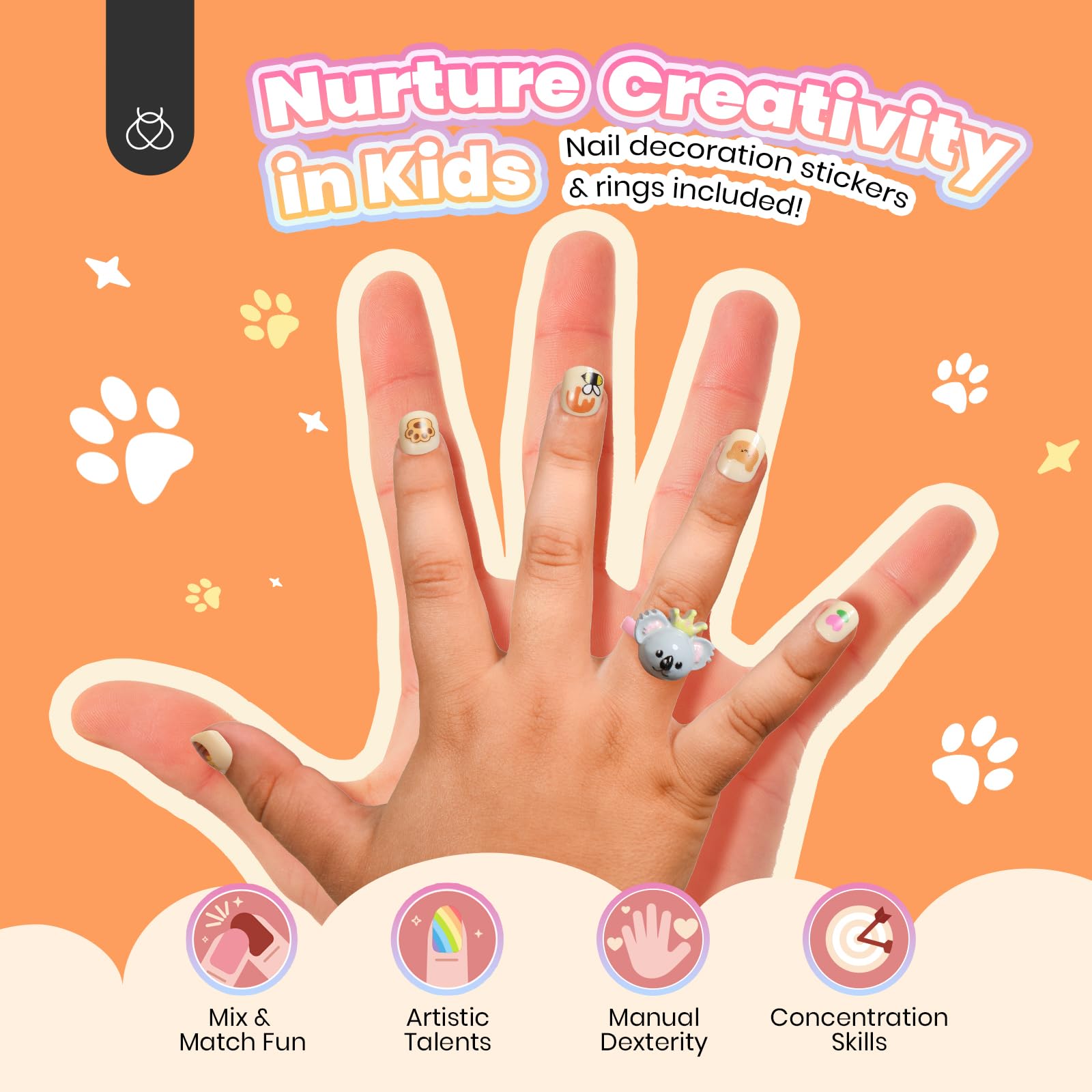 Beetles Kids Press on Nails 240PCS - Extra Short Fake Nail Kit with Animal Designs, Mini Nail File & Adhesive Tabs (10 Pack) | DIY Nail Art Gift for Girls | Perfect for Birthday Parties, Playdates & Dress-Up Fun