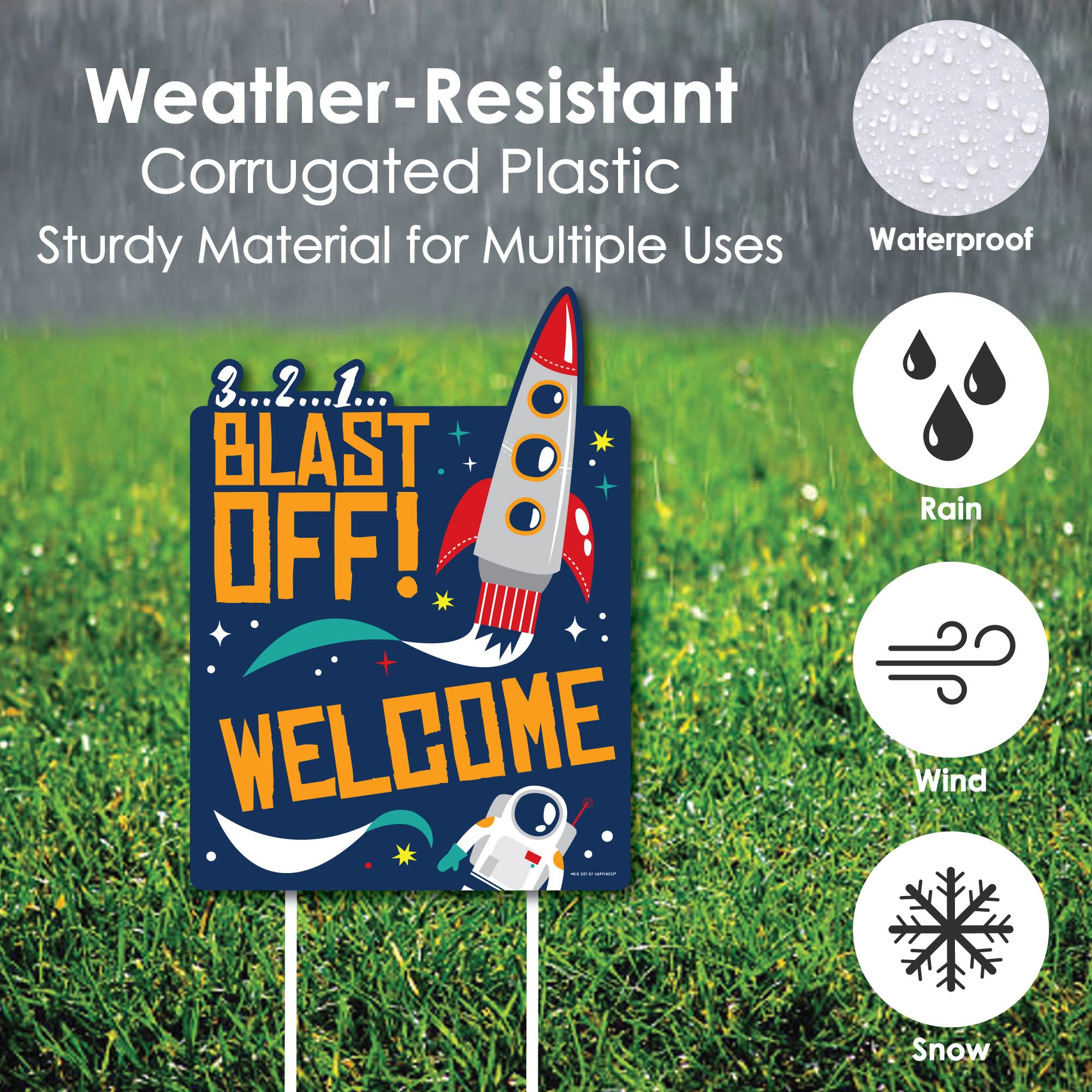 Big Dot of Happiness Blast Off to Outer Space Rocket Ship Party Decorations - Baby Shower & Birthday Welcome Yard Sign for Space-Themed Celebrations & Outdoor Events