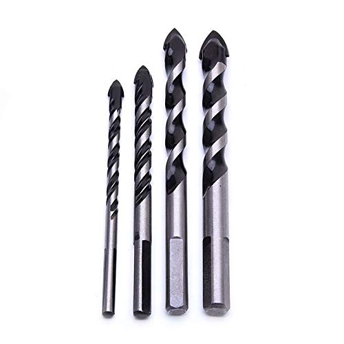 4-Piece Glass Ceramic Tile Drill Bit Set - 6mm/8mm/10mm/12mm Spear Head for Porcelain, Marble & Wall Tiles - Perfect for Bathroom Renovation, Kitchen Backsplash & DIY Home Projects