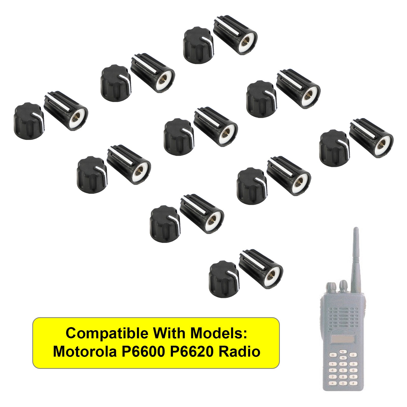 10-Pack Volume Control & Channel Selector Knob Caps for Motorola P6600 P6620 Two-Way Radios - Replacement Parts for Walkie Talkie Accessories (Ideal for Field Work, Construction & Outdoor Activities)
