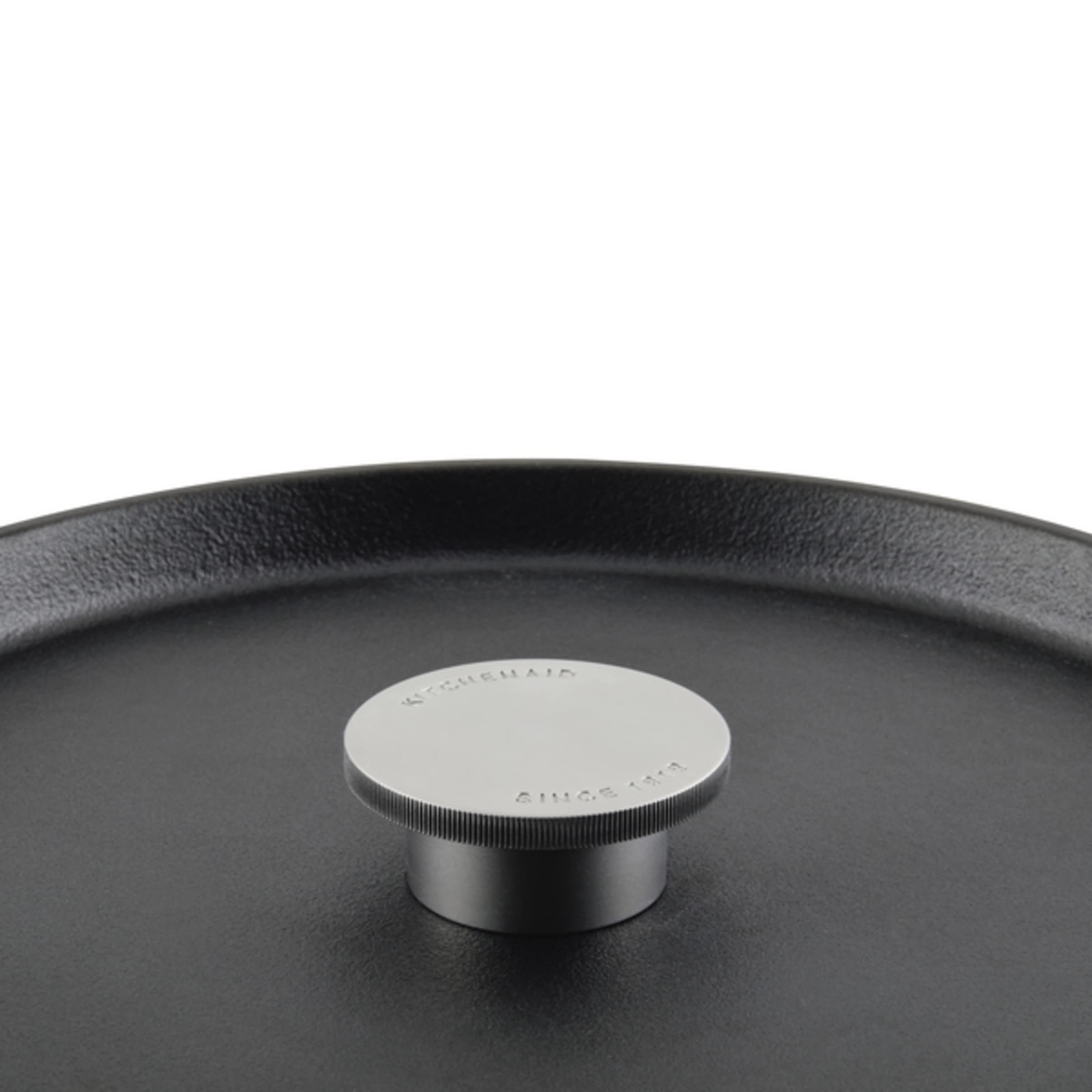 KitchenAid 6 Quart Seasoned Cast Iron Dutch Oven - Black Enameled Pot for Braising, Stewing & Baking | Perfect for Soups, Bread & Camping Meals
