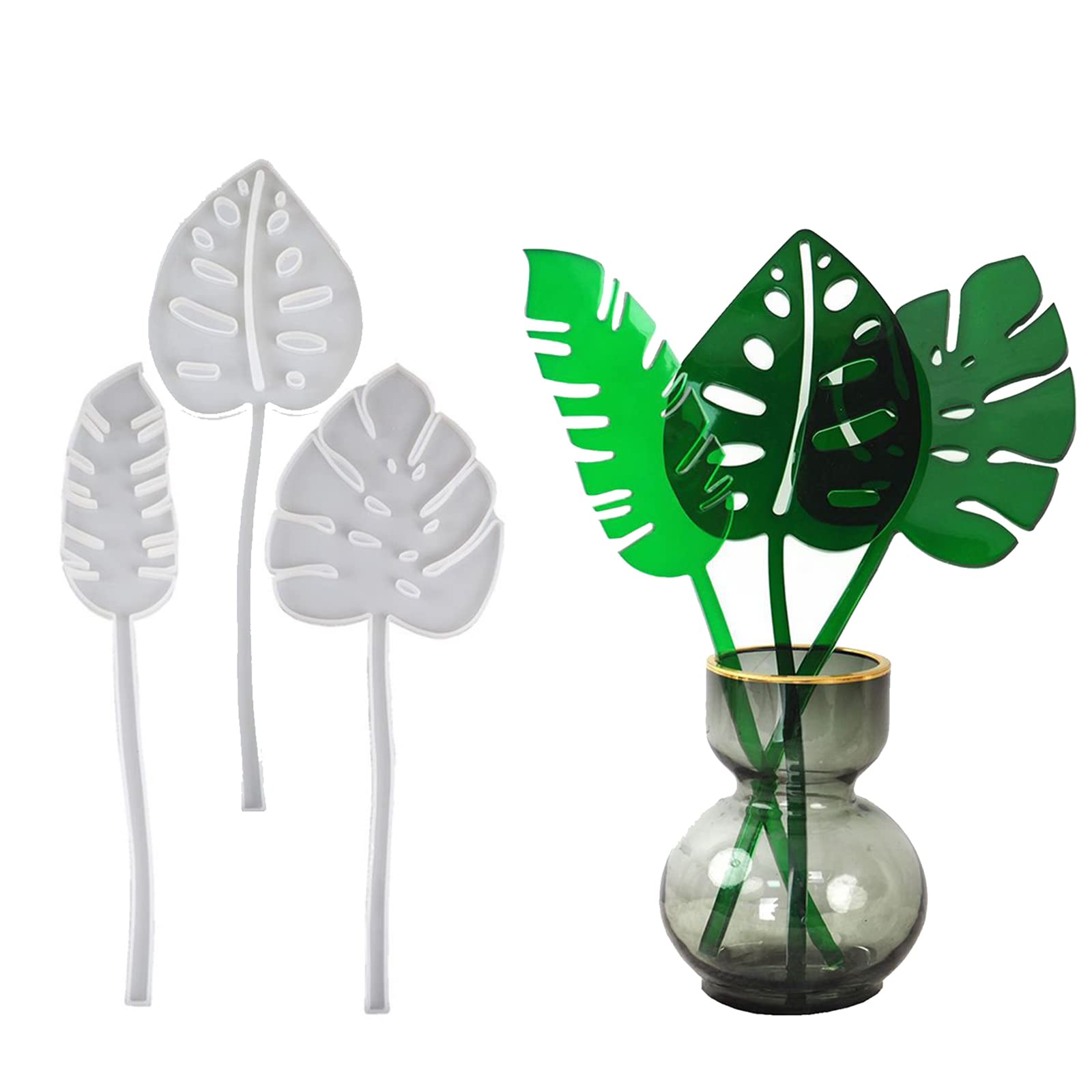 Unityown 3PCS Flower Turtle Leaf Resin Molds for Epoxy Casting - DIY Feather Flower Arrangement Molds - Colorful Plant Ornament for Home & Office Decoration - Perfect for Crafting, Wedding Centerpieces, and Desktop Decor