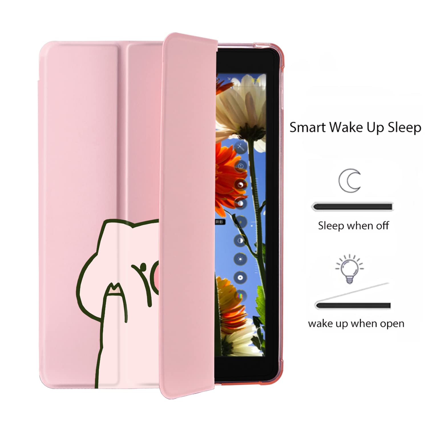 Cartoon Pig iPad Air 3 Case with Pencil Holder - Auto Sleep/Wake Function - Pink Leather Soft TPU Back Cover Compatible with iPad Pro 10.5 Inch (2017 Model) | Perfect for Work, School & Travel Protection