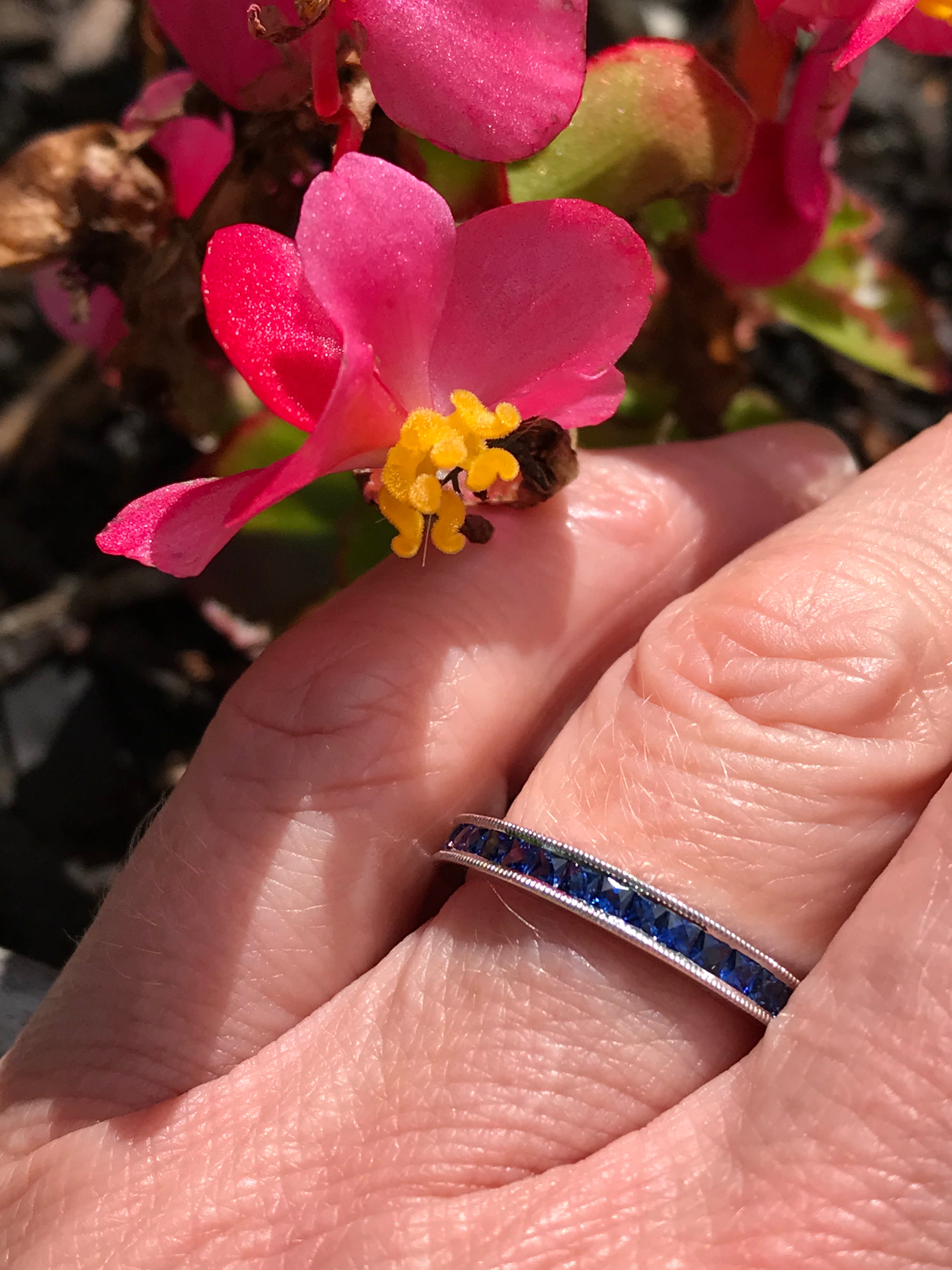 18ct White Gold Blue Sapphire Full Eternity Ring by Ungar & Ungar – Perfect for Weddings, Anniversaries & Special Occasions