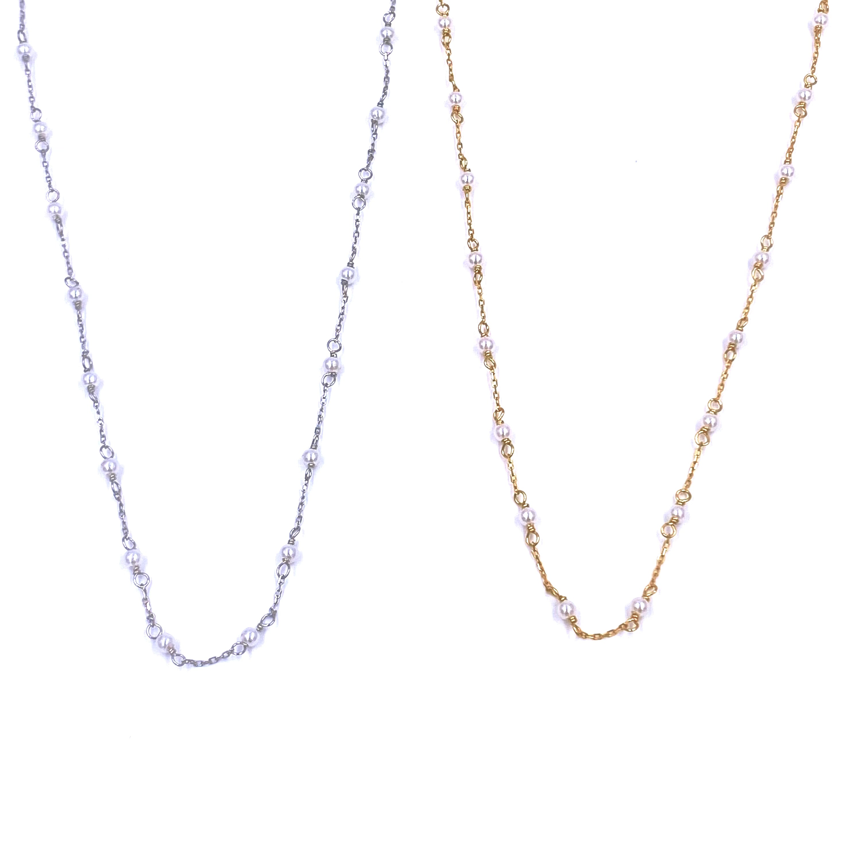 Ashley Gold Sterling Silver Pearl By The Yard Necklace - Elegant Layered Jewelry for Women, Perfect for Weddings, Parties & Everyday Wear