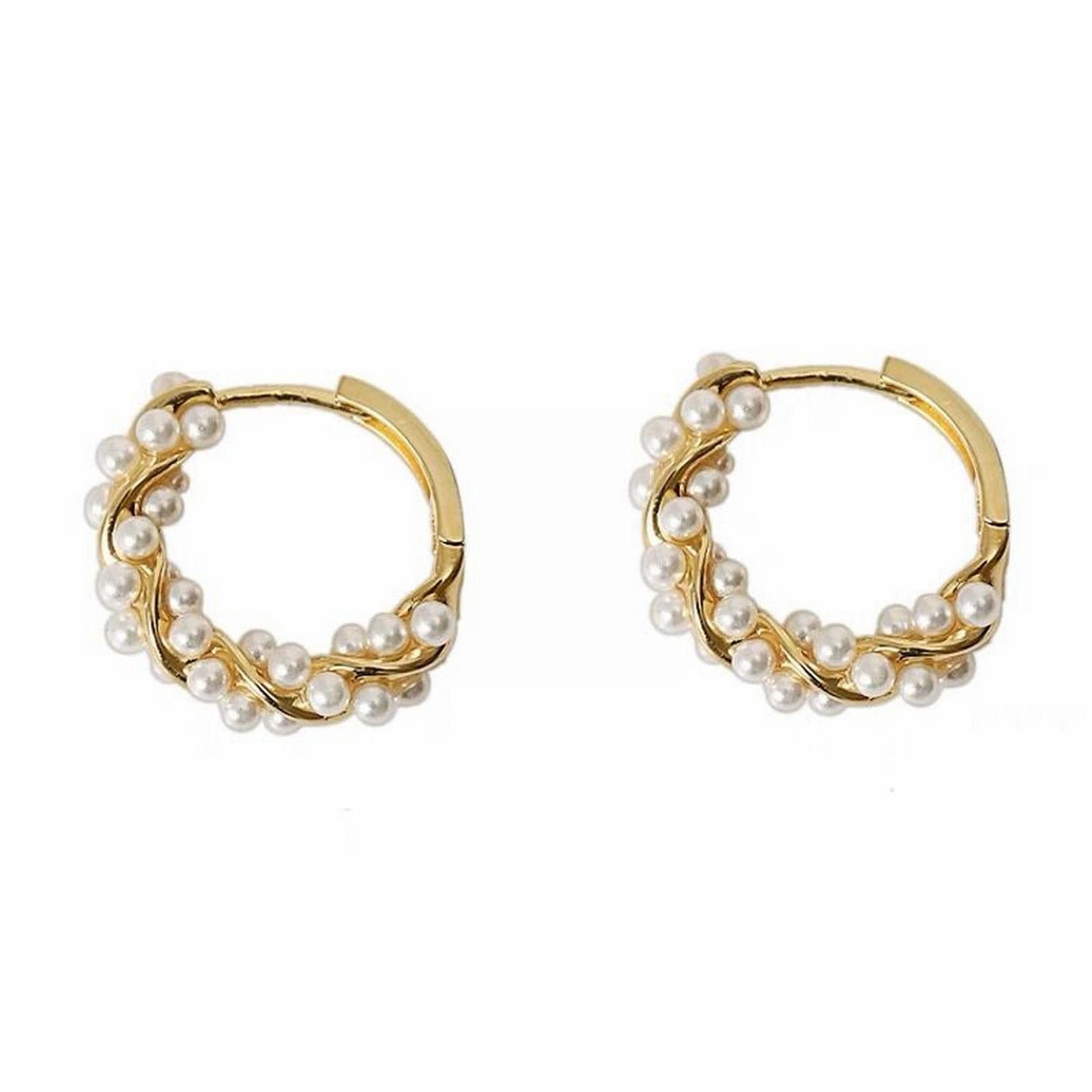 Trendy Pearl Earrings for Women - Light Luxury Gold Knob Earrings, High-End Autumn & Winter Fashion Jewelry - Perfect for Office, Party, and Daily Wear (One Size)