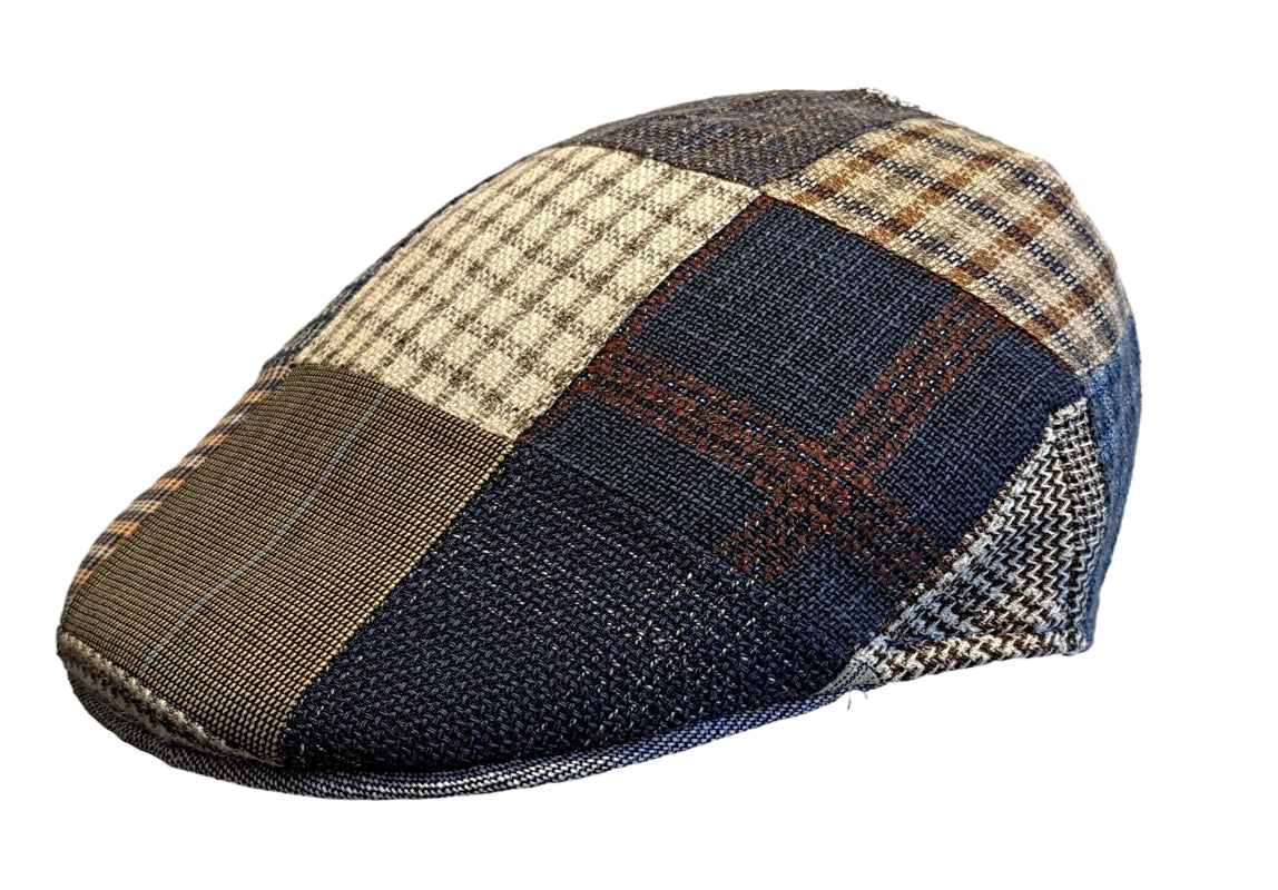 Stanton Italian-Made Linen Cotton Patchwork Flat Cap - Classic Vintage Style for Men's Casual Wear, Outdoor Activities & Travel