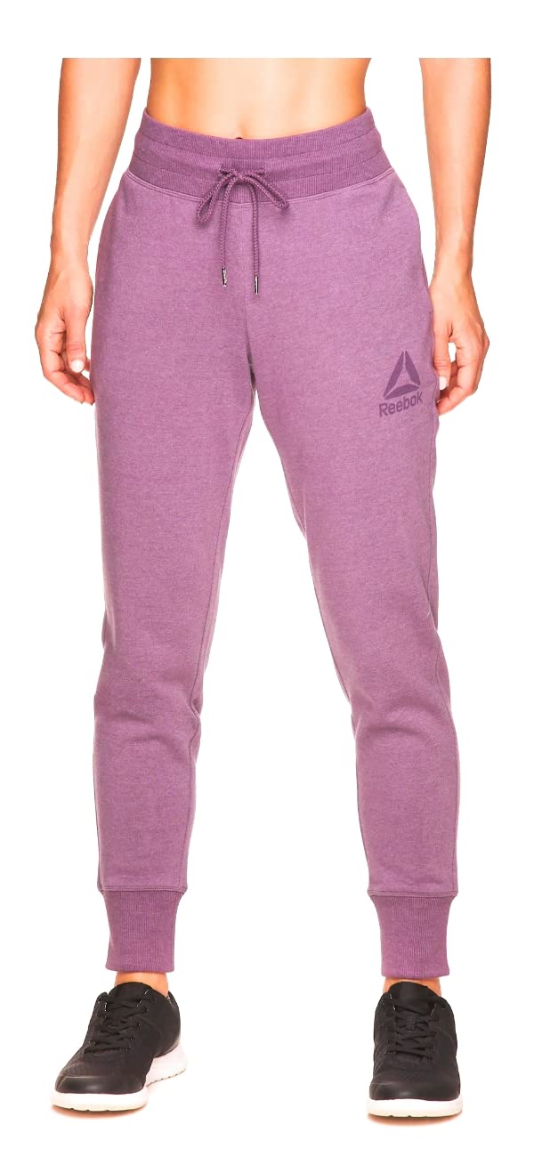 Reebok Women's Cozy Fleece Jogger Sweatpants with Pockets - XXX-Large, Grape Jam Heather - Soft Lounge Pants for Running, Yoga & Casual Wear