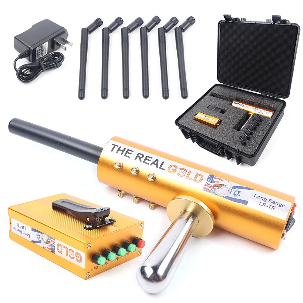 Kaibrite 6 Antennas Handheld Long Range Gold Metal Detector 800m - Professional Gem, Diamond & Treasure Finder Scanner with High Sensitivity for Gold & Silver Detection, Includes Carry Case (Gold) - Perfect for Beach Hunting, Archaeology & Outdoor Adventures