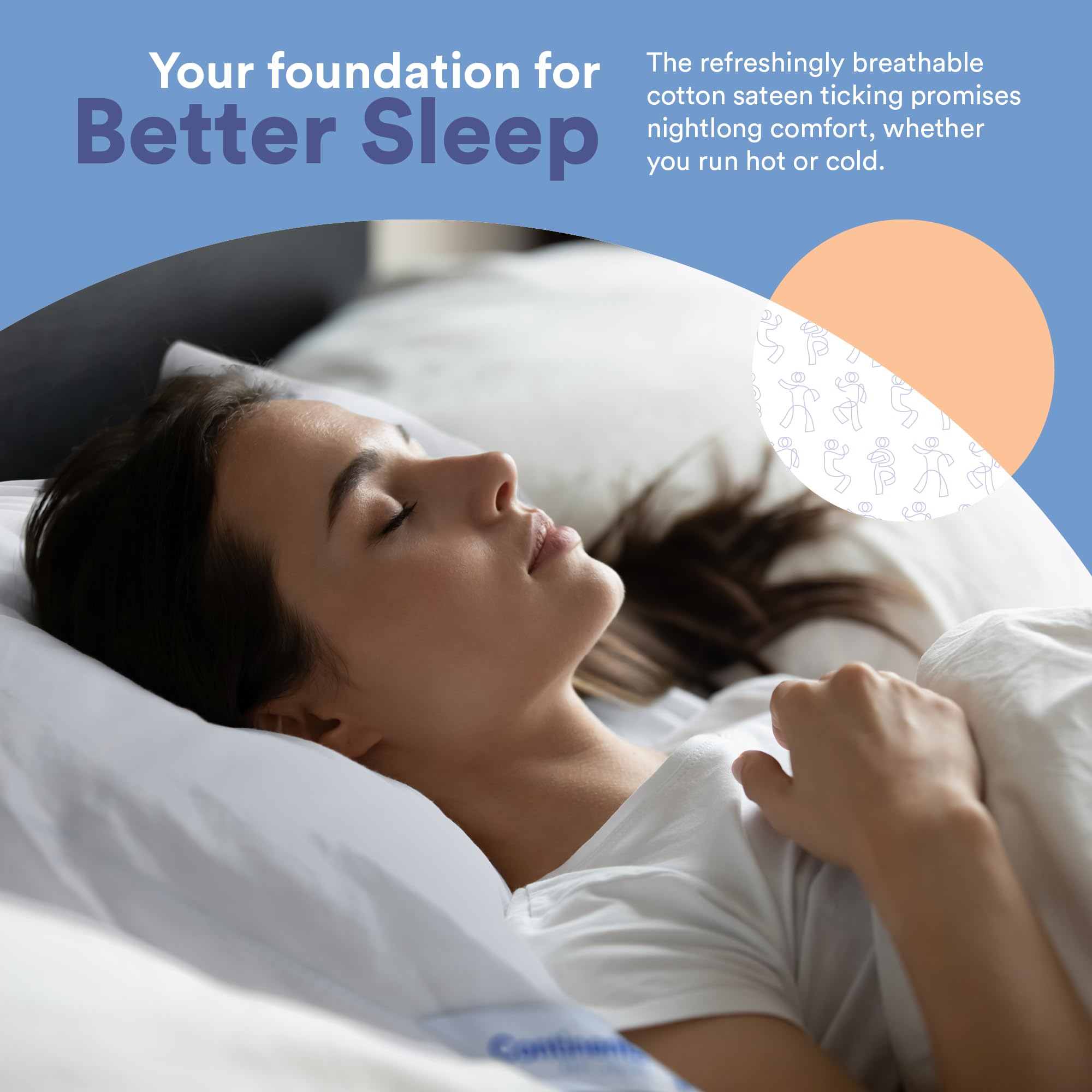 Premium Continental Bedding Luxury Pillow - 50% Goose Down & 50% Feather Fill - Super Standard Size - White - Perfect for Back Sleepers, Side Sleepers & Hotel-Style Comfort