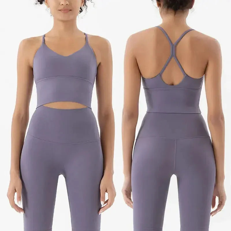Women's Sports Bra and Leggings Set - Naked Feeling Gym Workout Outfit | Breathable Yoga Fitness Clothing for Running, Pilates & Home Exercises