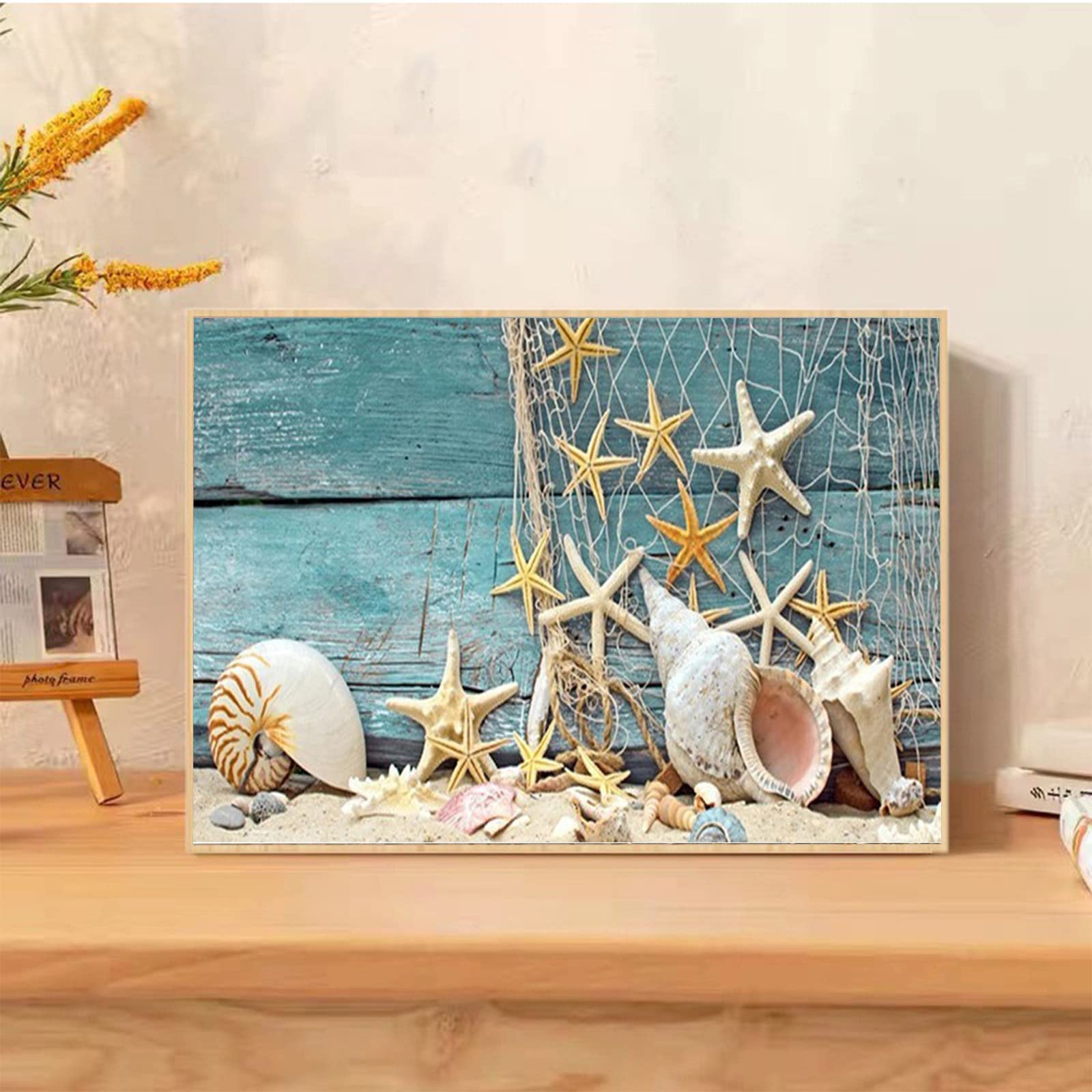 5D Diamond Painting Kits for Adults - Beach Theme Conch & Starfish DIY Diamond Art | 12x16 Inch Home Wall Decor | Perfect for Stress Relief, Gift Giving & Living Room/Bedroom Decoration