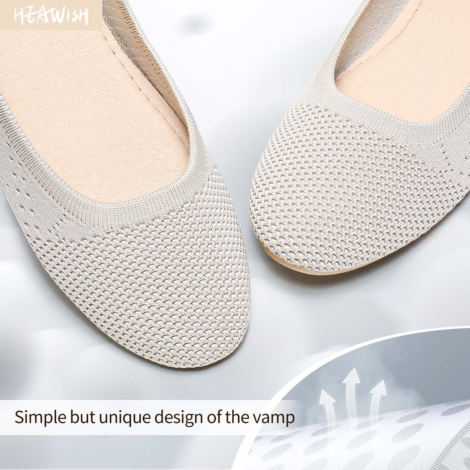 HEAWISH Women's Comfortable Round Toe Ballet Flats - Slip On Casual Walking Shoes | Perfect for Office, Travel & Everyday Wear