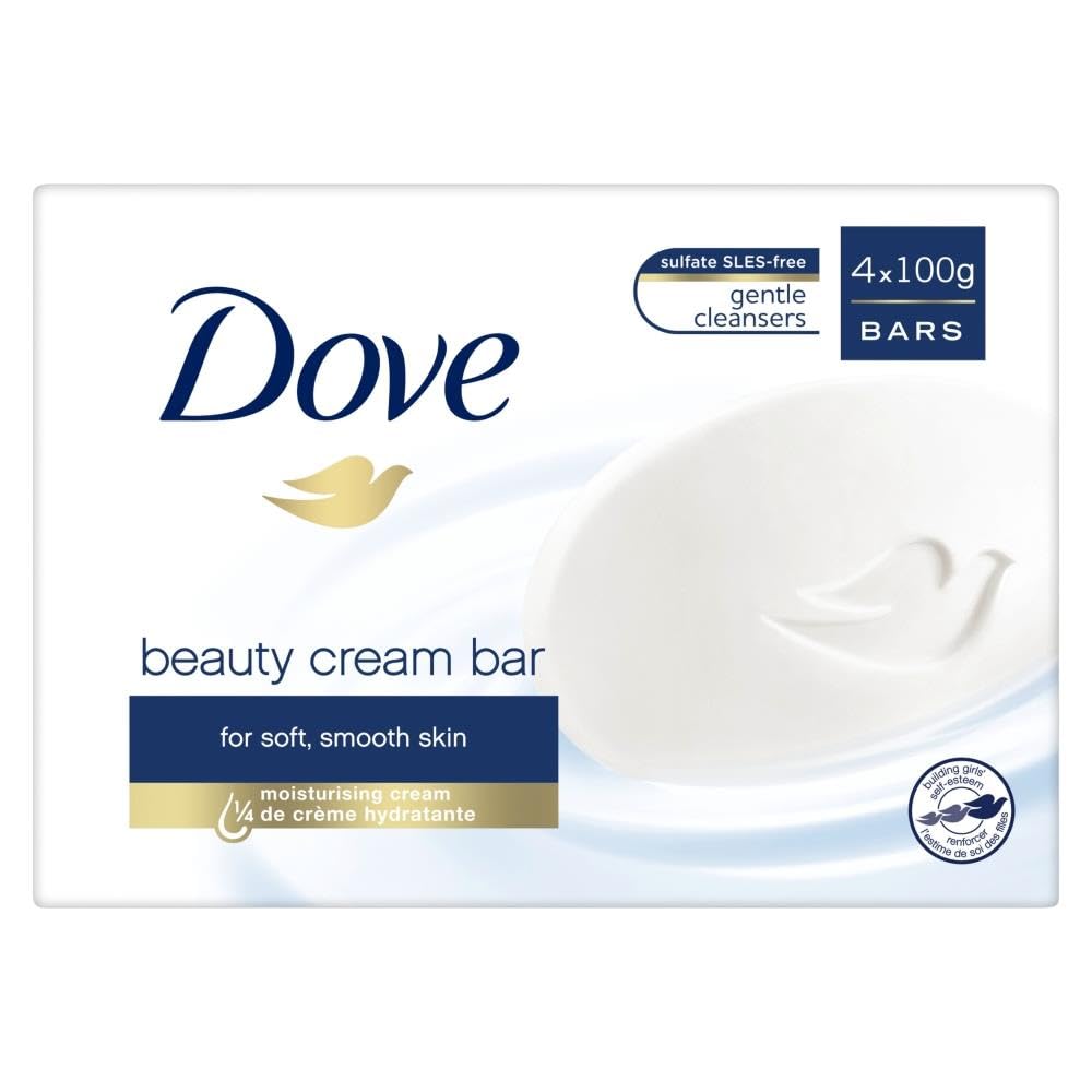 Dove Beauty Cream Bar Soap for Men & Women - 4 Pack | Moisturizing & Gentle Cleansing for Dry Skin - Perfect for Shower, Bath & Daily Skincare Routine