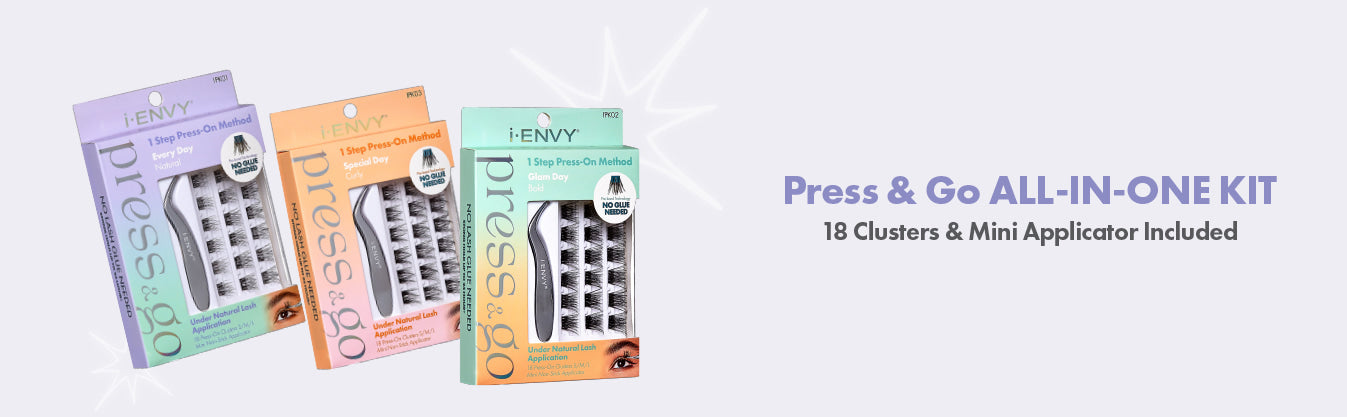 I ENVY PRESS AND GO Lash Clusters Kit - Natural & Dramatic False Eyelashes for Every Occasion (Select Style) | Perfect for Weddings, Parties & Everyday Glam