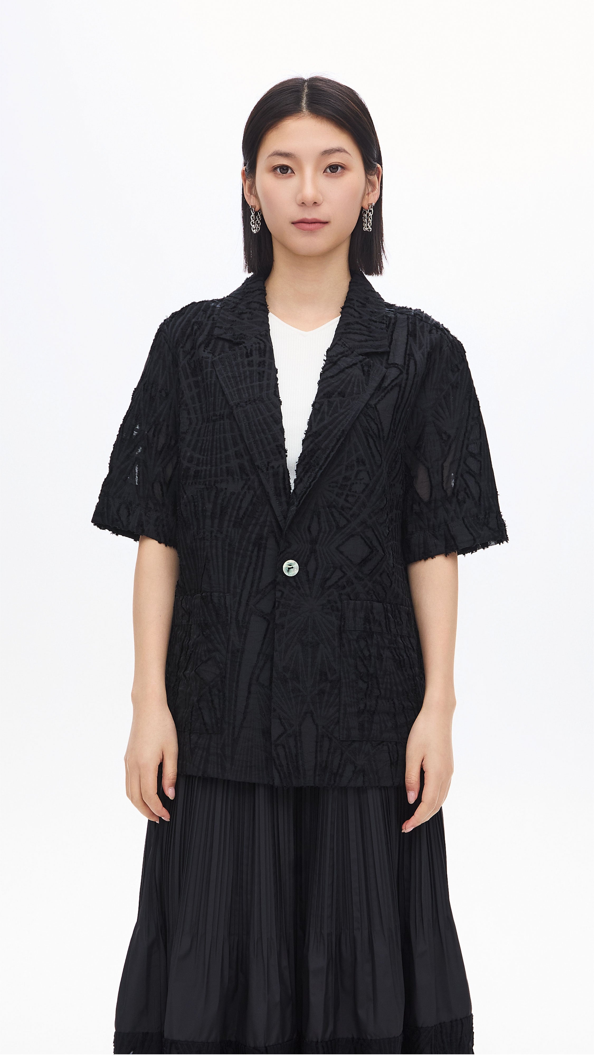 Stylish Jacquard Pattern Blazer for Women - Elegant Textured Jacket for Office, Party & Formal Events | Business Casual & Evening Wear