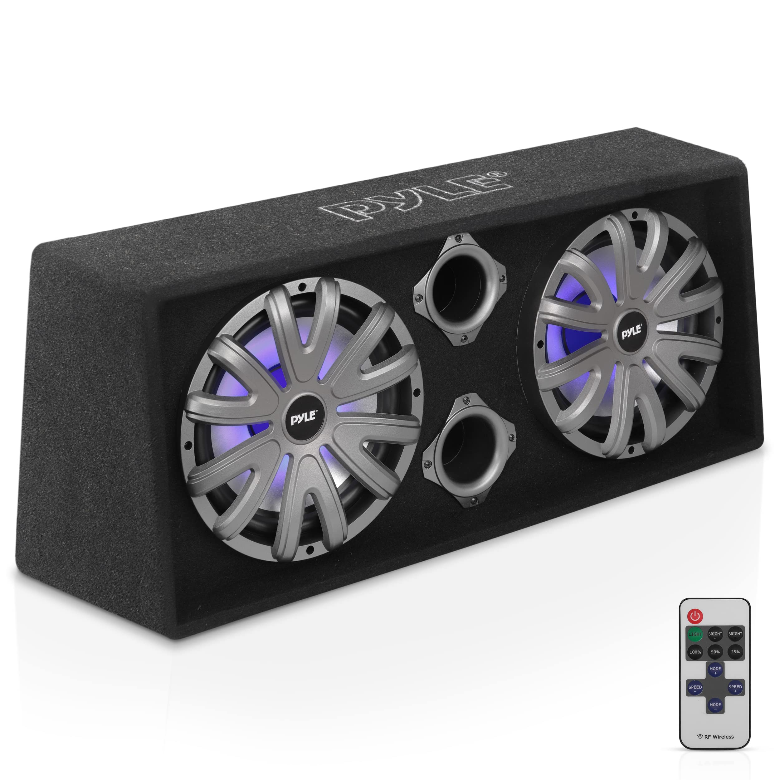 Dual 12'' Slim Mount Subwoofer Box for Truck & Car Audio - 1200W Total Power, Rear Vented Design with Built-in LED Lights - Perfect for Bass Lovers & Custom Car Audio Systems