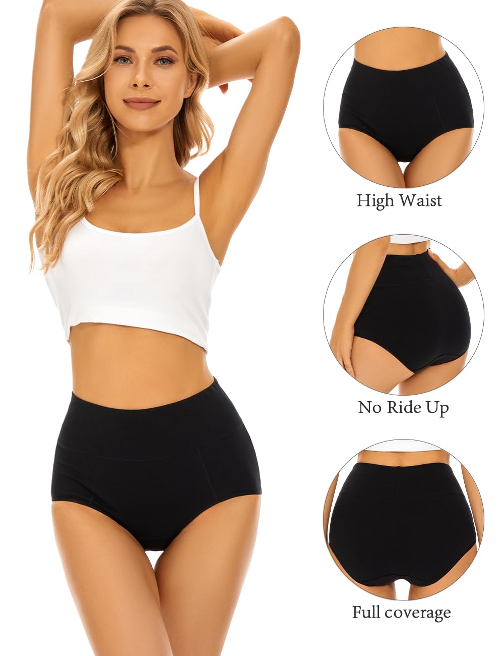 POKARLA Women's Cotton High Waist Underwear - Soft Breathable Full Coverage Briefs for Postpartum, Plus Size & Everyday Comfort - Perfect for Maternity, Recovery & Daily Wear