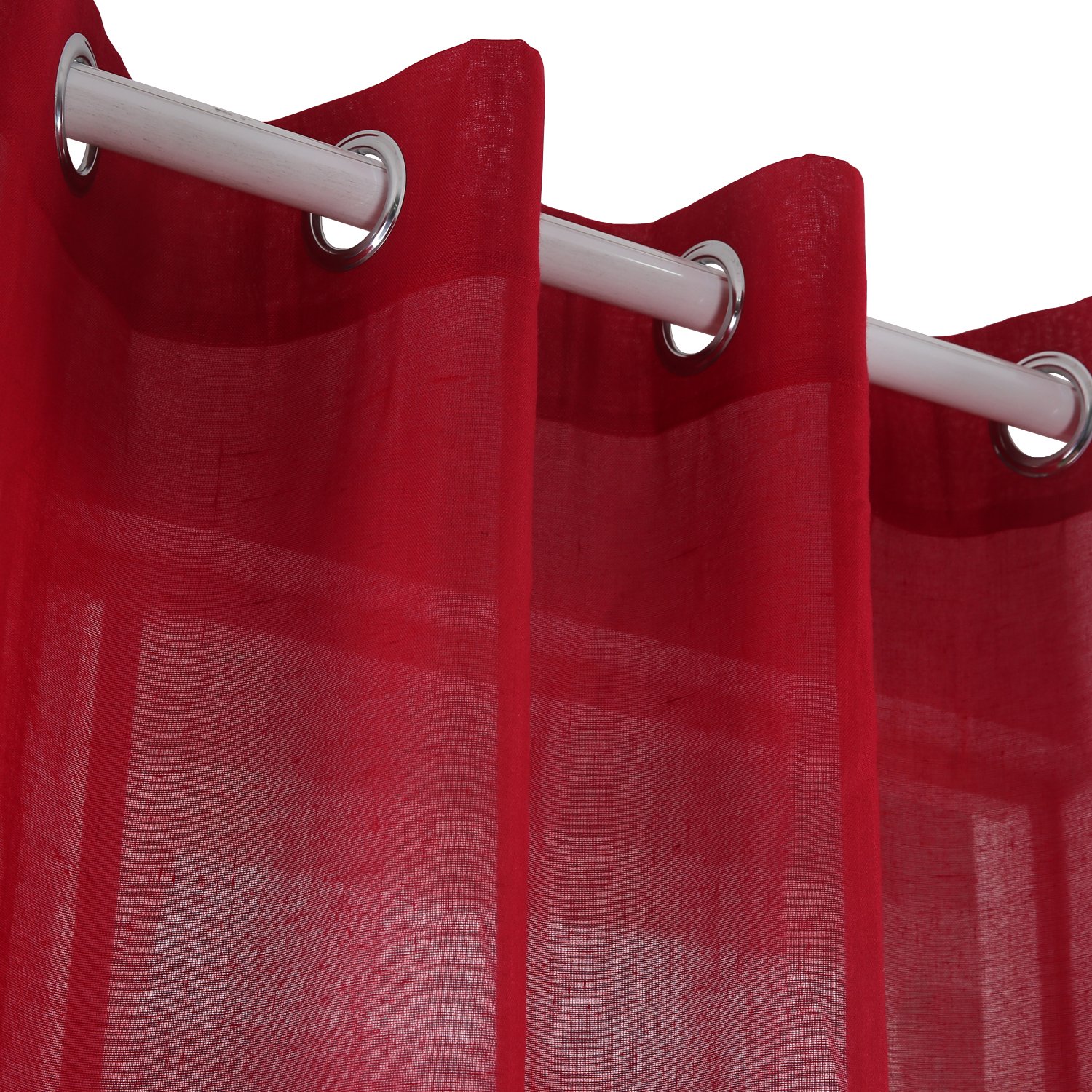Deconovo Sheer Curtains 52x95 Inches - Light Filtering Red Window Drapes for Living Room & Bedroom - Soft Voile Panels for Privacy & Sun Protection