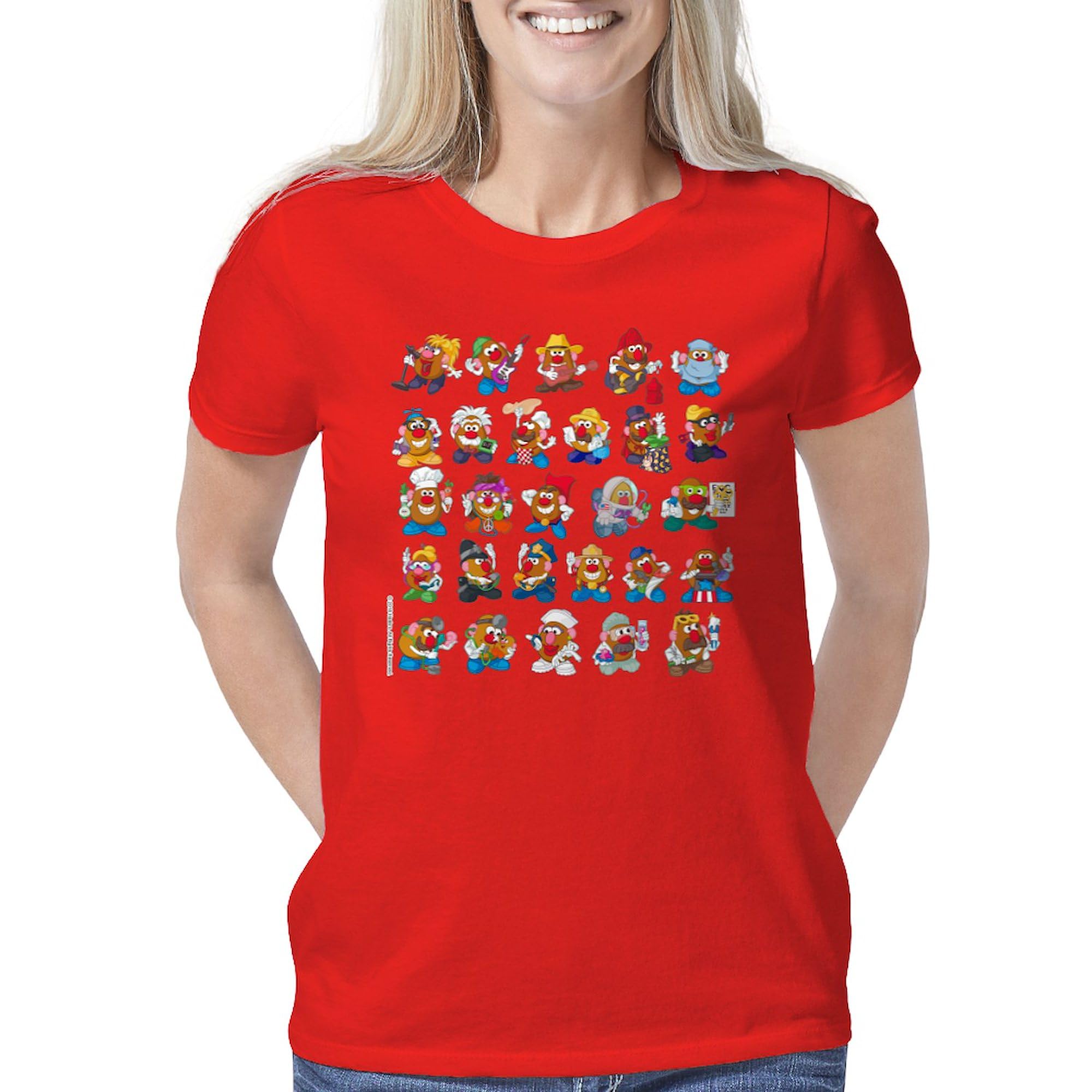 Mr. Potato Head Graphic T-Shirt for Women - Classic Relaxed Fit Dark Tee - Fun Casual Outfit for Potato Head Fans & Pop Culture Lovers