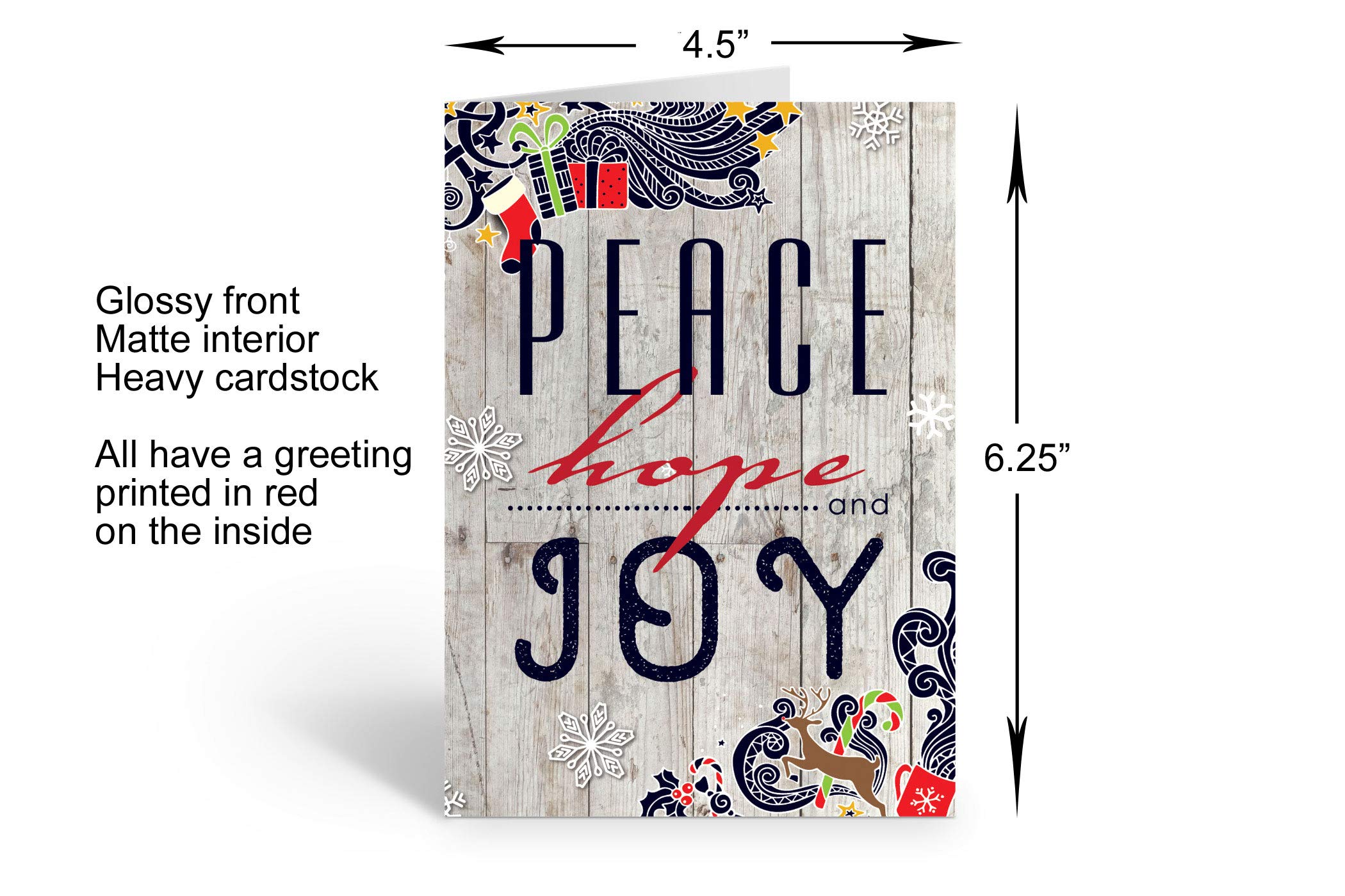 Rustic Christmas Cards Boxed Set - 12 Handmade Holiday Greeting Cards with Envelopes for Festive Season Gifting & Decor