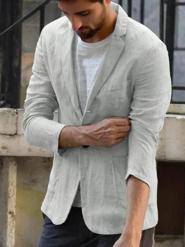 Premium Men's Linen Blazer - Lightweight Summer Business Casual Jacket for Office, Weddings & Outdoor Events