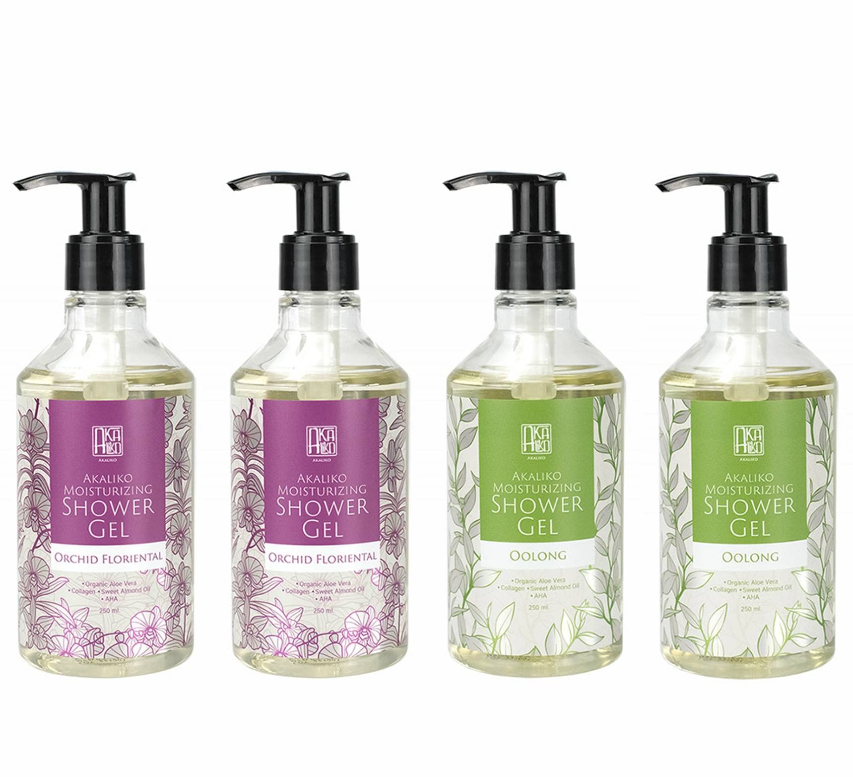 AKALIKO Orchid & Oolong Moisturizing Shower Gel Set - Hydrating Body Wash for Dry Skin, Floral Scented Bath Essentials - Perfect for Relaxing Spa Nights & Gift Sets