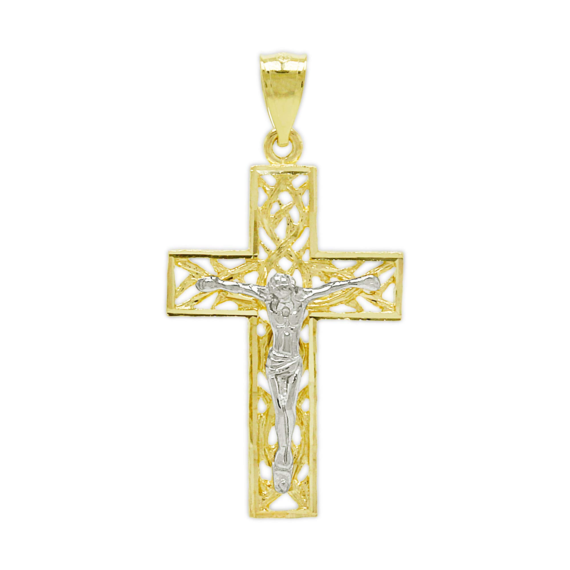 10K Solid Gold Jesus Crucifix Cross Pendant - Religious Jewelry for Men & Women - Perfect for Gifts, Baptism, First Communion & Everyday Wear