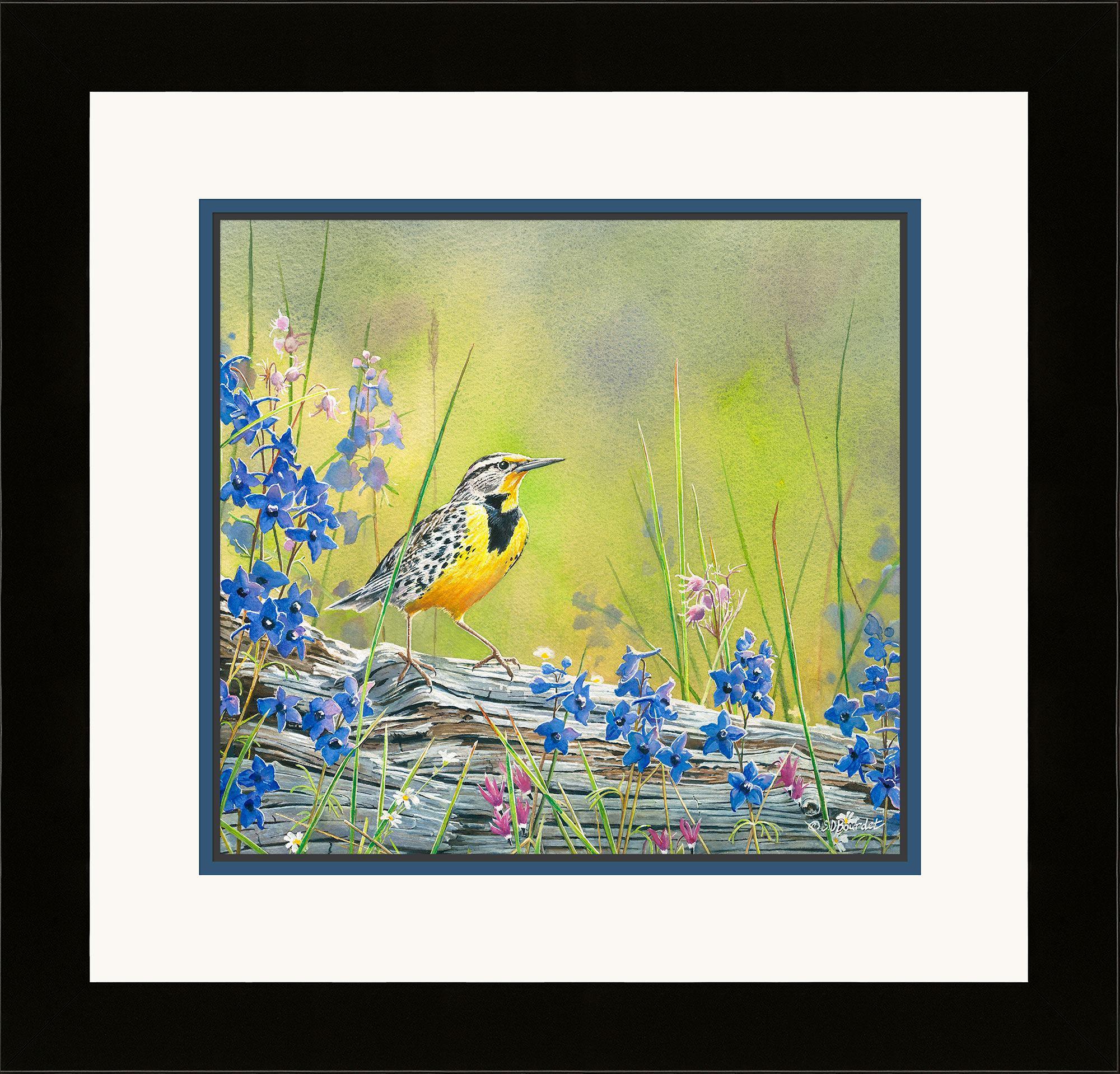 Lark and Larkspur Paper Print - Vintage Floral Wall Art Decor for Living Room, Bedroom & Office | Home Decor Gift Idea