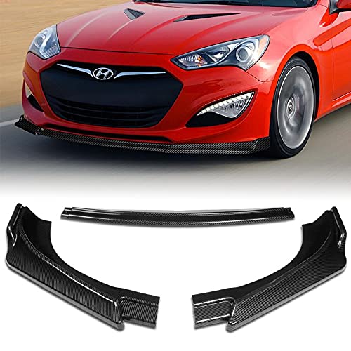 Premium 524-PCF Carbon Fiber Front Bumper Lip Splitter Kit (3-Piece) for 2013-2016 Hyundai Genesis Coupe - Aggressive Style & Enhanced Aerodynamics - Perfect for Street Racing & Car Shows