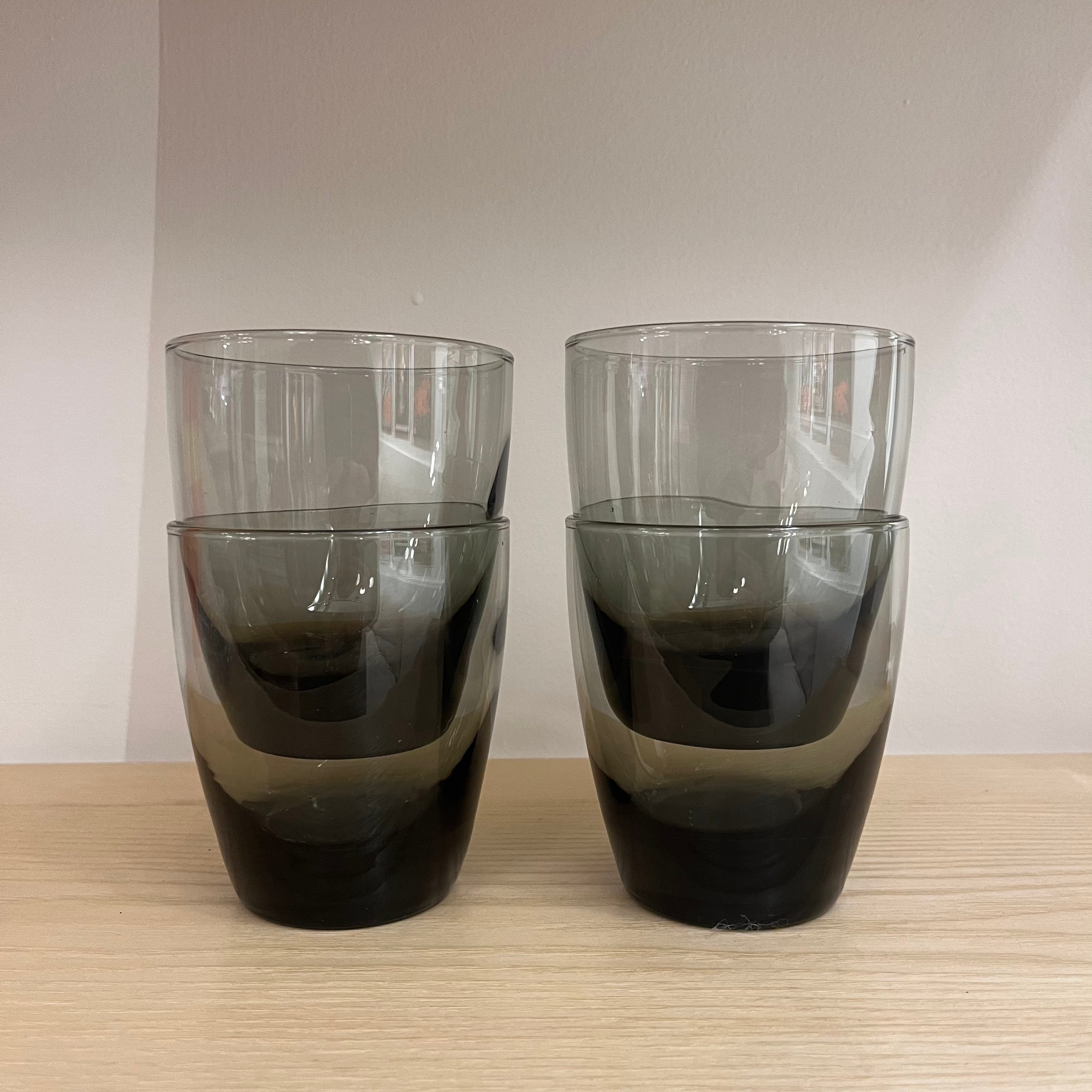 Premium Smoked Glass Set of 4 - Modern Tumbler Glasses for Whiskey, Cocktails & Iced Coffee - Perfect for Home Bar, Parties & Gifts