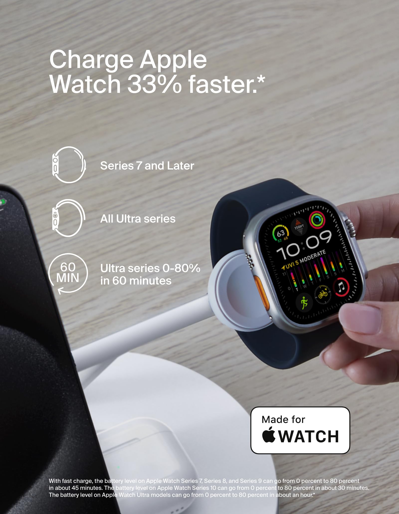 Belkin 3-in-1 MagSafe-Compatible Wireless Charging Station - Qi2-Certified 15W Fast Charger for iPhone 16 Series, Apple Watch & AirPods with Non-Slip Base - Includes 40W Power Adapter (White) | Perfect for Bedside, Office Desk & Travel Charging