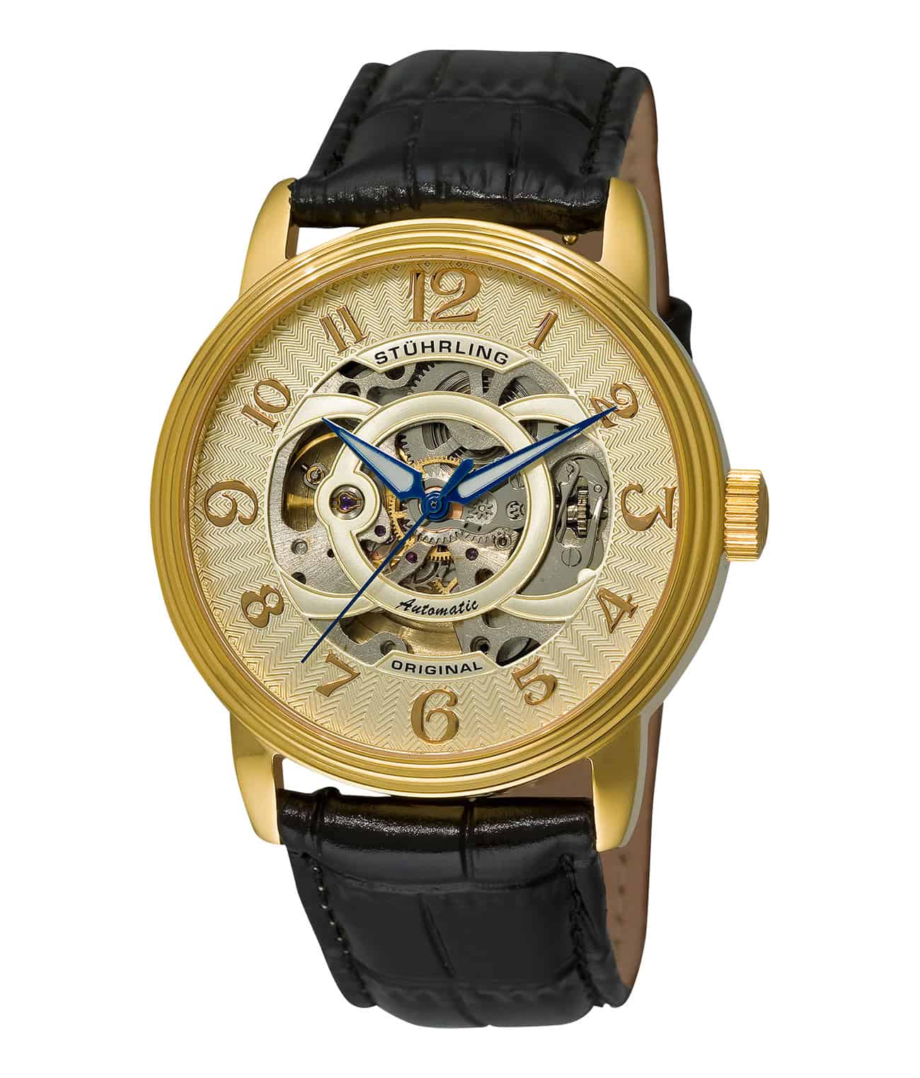 Delphi Alpha 107EG 44mm Skeleton Watch for Men - Luxury Automatic Mechanical Timepiece - Perfect for Business, Formal Events & Gift Giving
