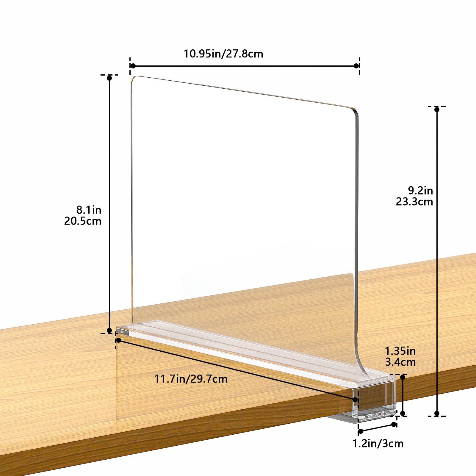 6-Pack Clear Acrylic Shelf Dividers for Closet Organization - Fits Wooden & Vertical Shelves - Perfect for Bedroom, Kitchen, Office Storage & Home Organization (Easy Install, Space Saving)