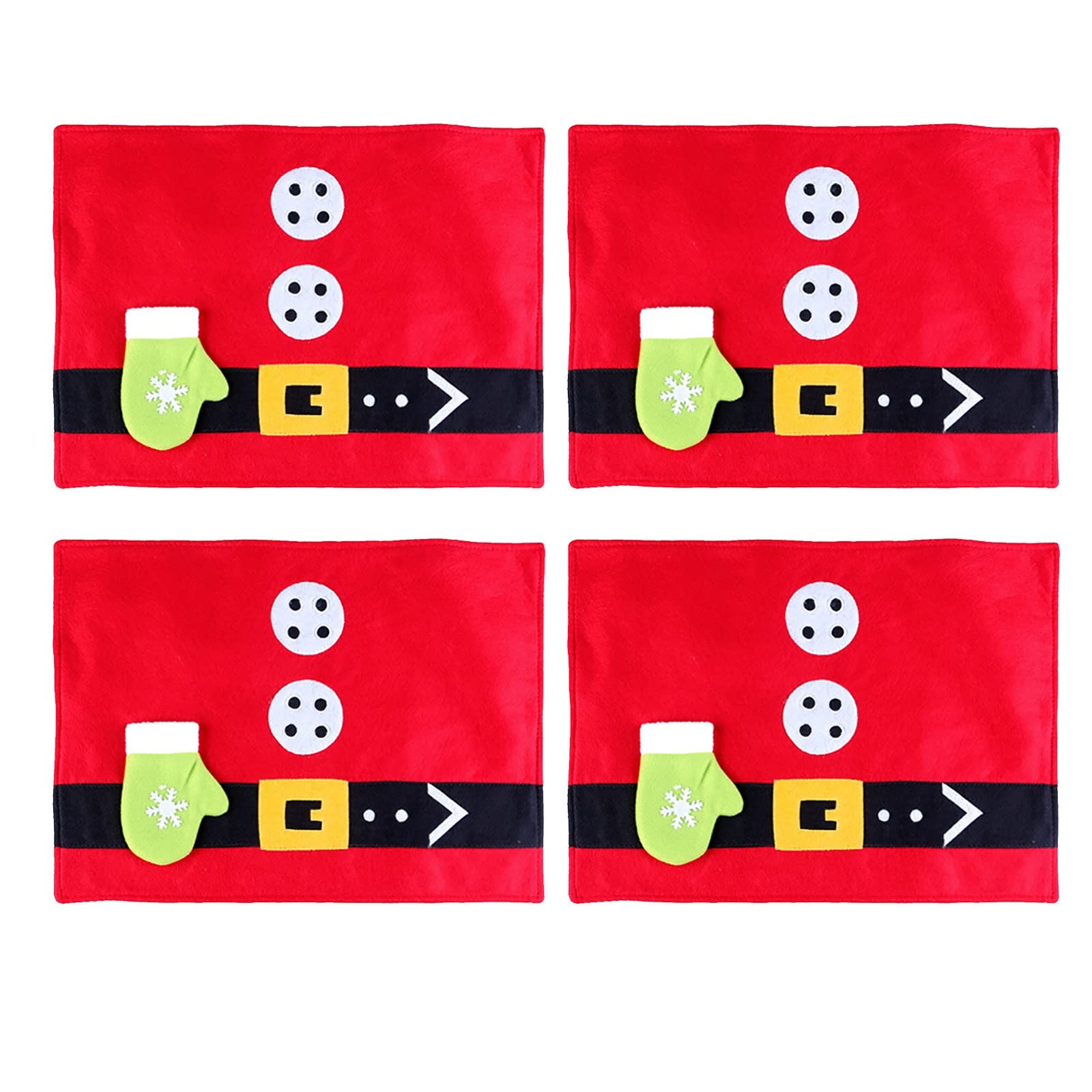 Pomobie Merry Christmas Placemats Set of 4 - Non-Slip Washable Santa Snowman Printed Holiday Table Mats - Perfect for Christmas Dinner, Party Decor & Festive Table Setting
