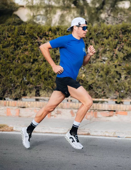 Compressport Men's Racing Short Sleeve T-Shirt - Dazzling Blue | Performance Running Shirt for Marathon & Triathlon Training