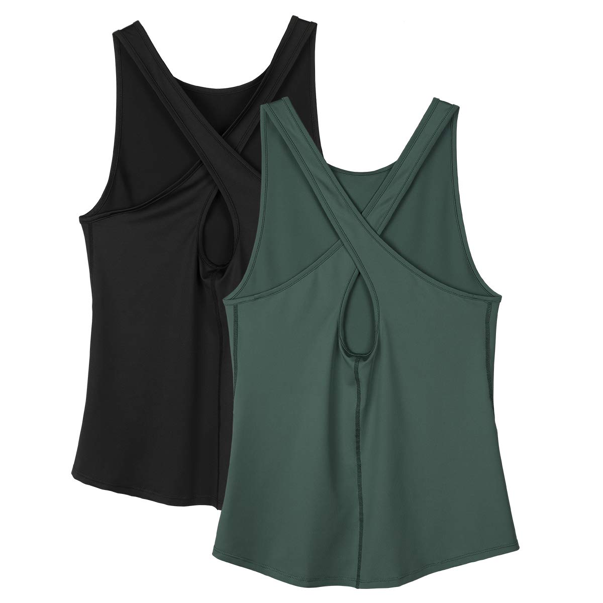 Icyzone Women's Workout Tank Tops - Breathable Open Back Yoga Shirts, Athletic Running Tanks & Gym Shirts (2-Pack) | Perfect for Yoga, Running, Gym & Summer Outdoor Activities