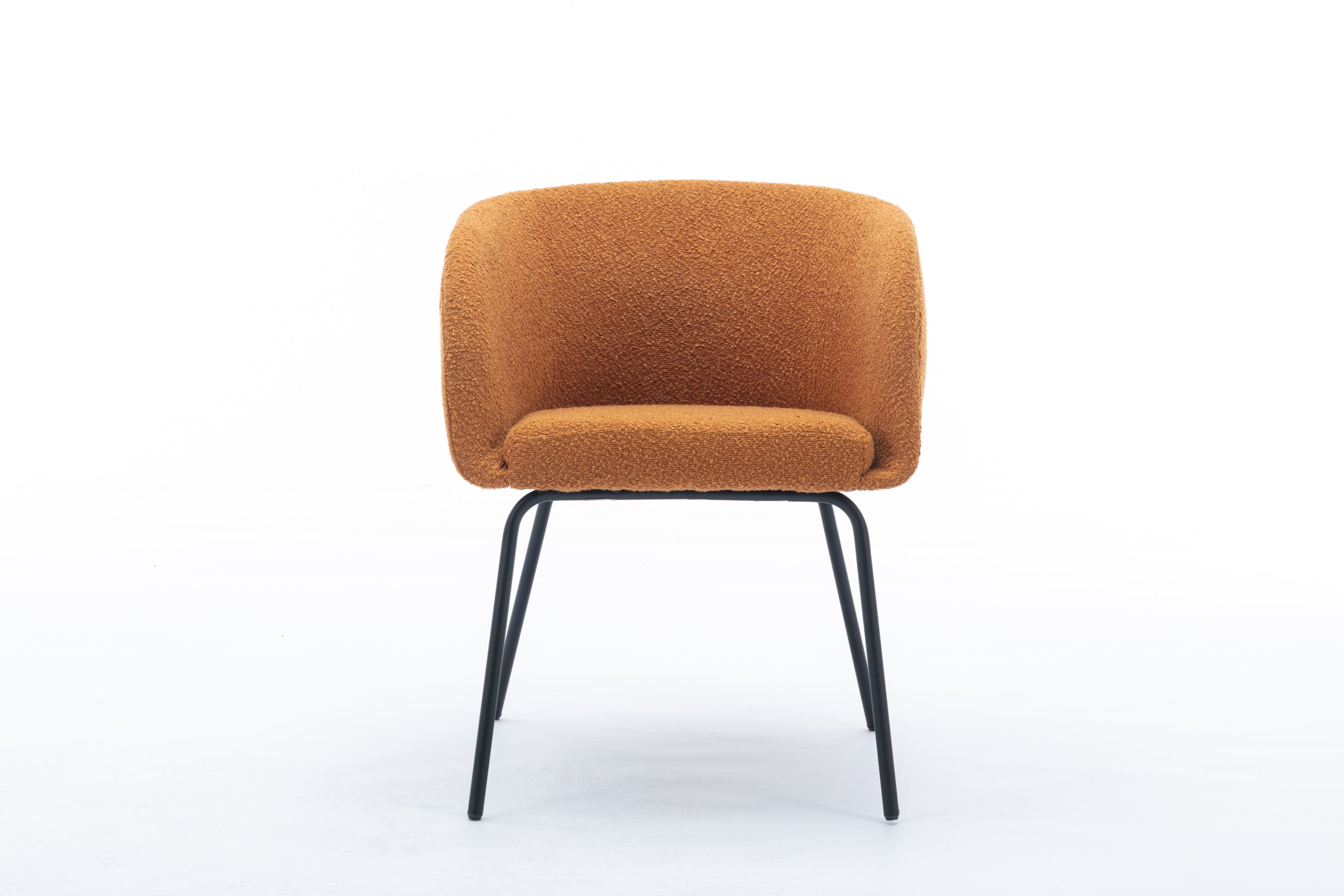 Boucle Fabric Dining Chair with Black Metal Legs - Set of 1 - Modern Upholstered Side Chair for Kitchen, Dining Room & Office