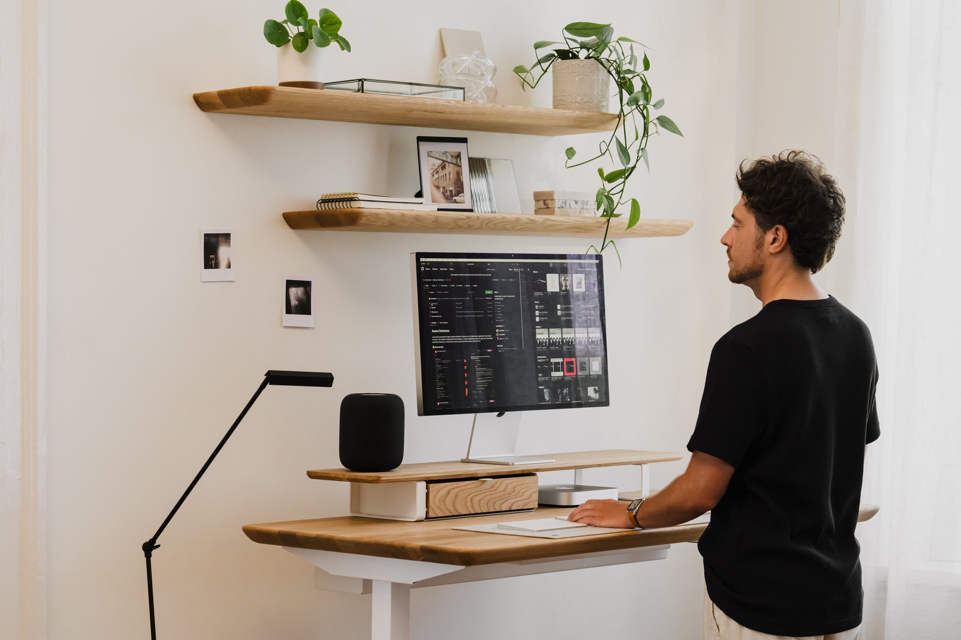 Dual Monitor Stand for Desk - Adjustable Computer Monitor Riser with Shelf - Perfect for Home Office, Gaming Setup & Workspace Organization