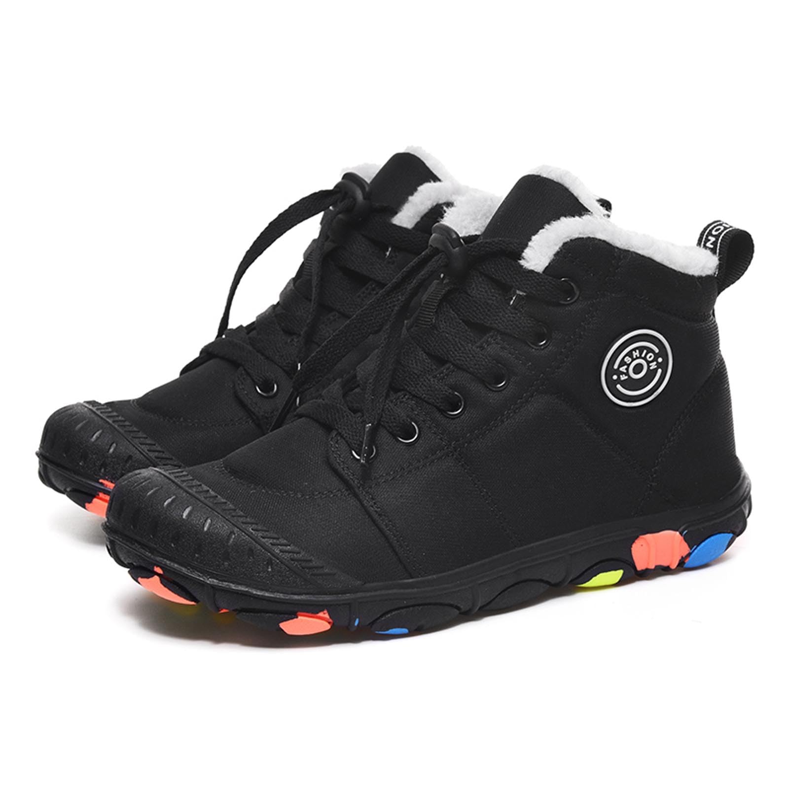 Barefoot Shoes for Kids - Boys & Girls Trail Running Shoes with Zero Drop Sole, Cotton Boots & Fur Lined for Hiking & Walking (Little Kid/Big Kid) - Perfect for Outdoor Adventures & School Activities